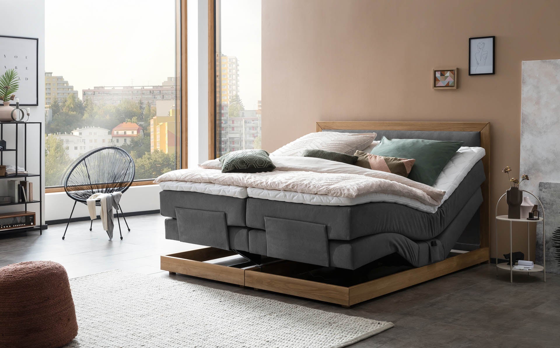 Boxspringbett 180x200 160x200 Bett Bettkasten Polsterbett Doppelbett Motorbett Bett elektrisch verstellbar Bett mit Motor