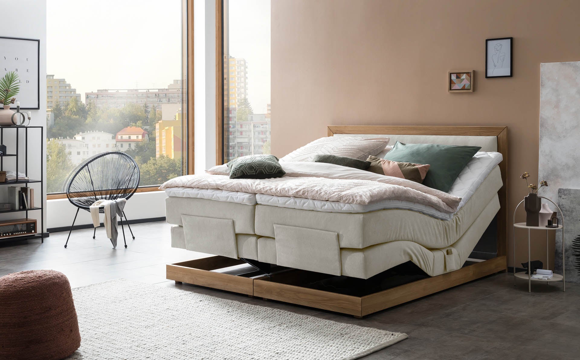 Boxspringbett 180x200 160x200 Bett Bettkasten Polsterbett Doppelbett Motorbett Bett elektrisch verstellbar Bett mit Motor