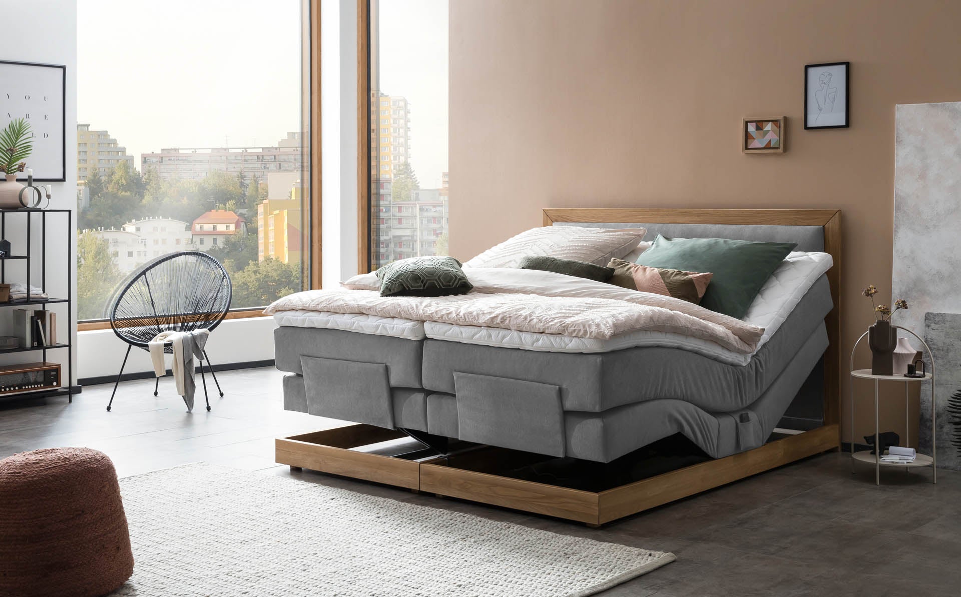 Boxspringbett 180x200 160x200 Bett Bettkasten Polsterbett Doppelbett Motorbett Bett elektrisch verstellbar Bett mit Motor
