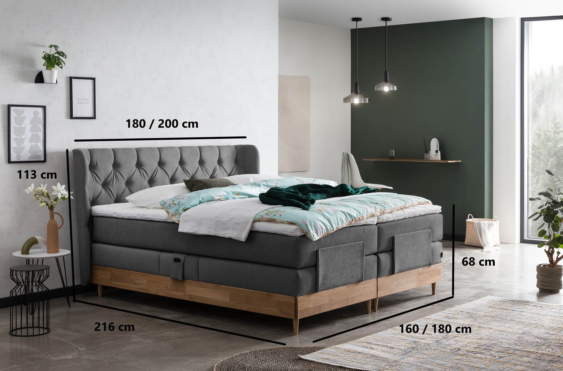 Boxspringbett 180x200 160x200 Bett Bettkasten Polsterbett Doppelbett Motorbett Bett elektrisch verstellbar Bett mit Motor