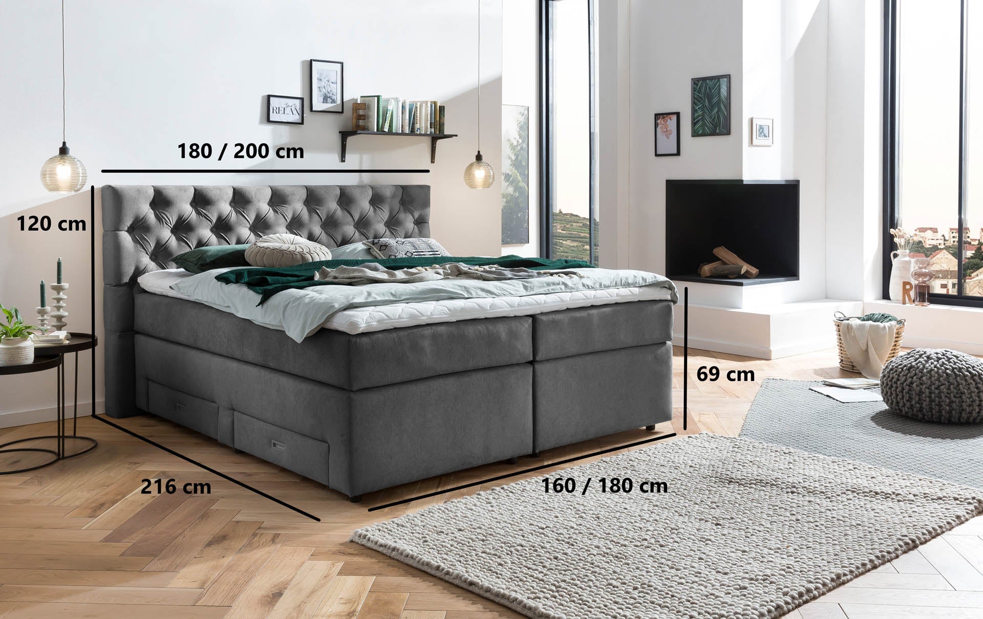 Boxspringbett 180x200 160x200 Bett Bettkasten Polsterbett Doppelbett Motorbett Bett elektrisch verstellbar Bett mit Motor