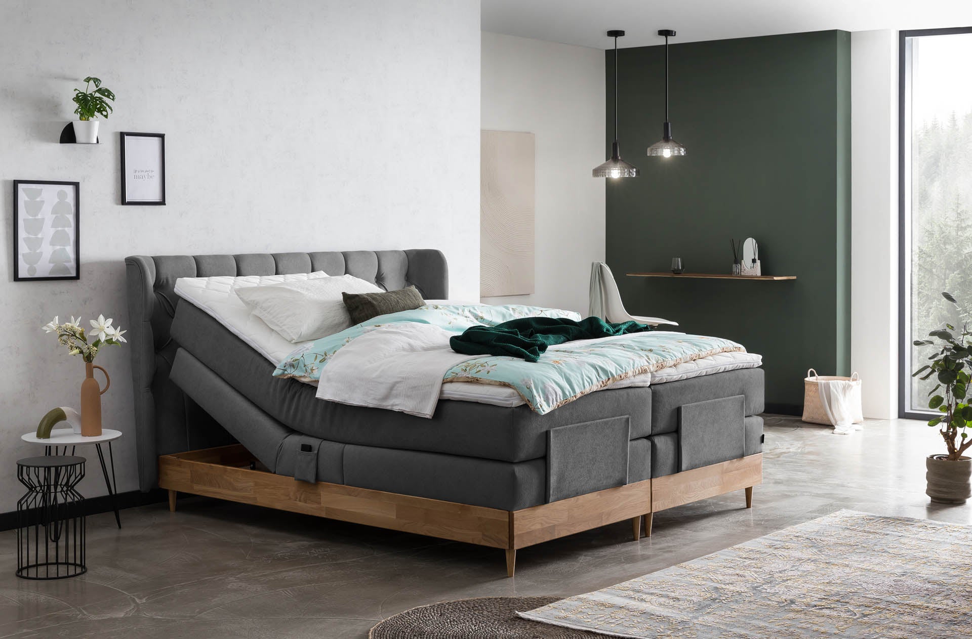 Boxspringbett 180x200 160x200 Bett Bettkasten Polsterbett Doppelbett Motorbett Bett elektrisch verstellbar Bett mit Motor