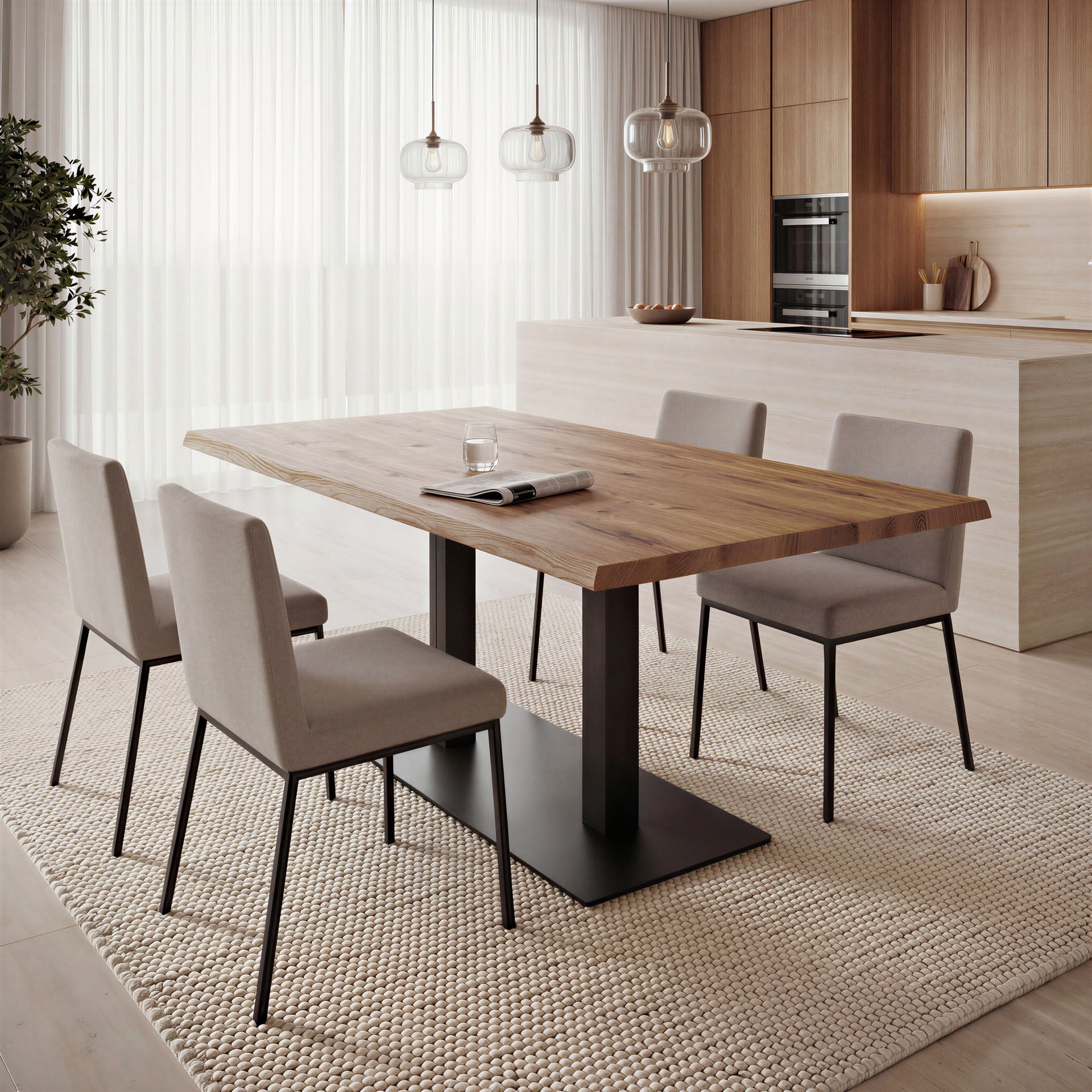 Esstisch Mond aus Massivholz Eiche