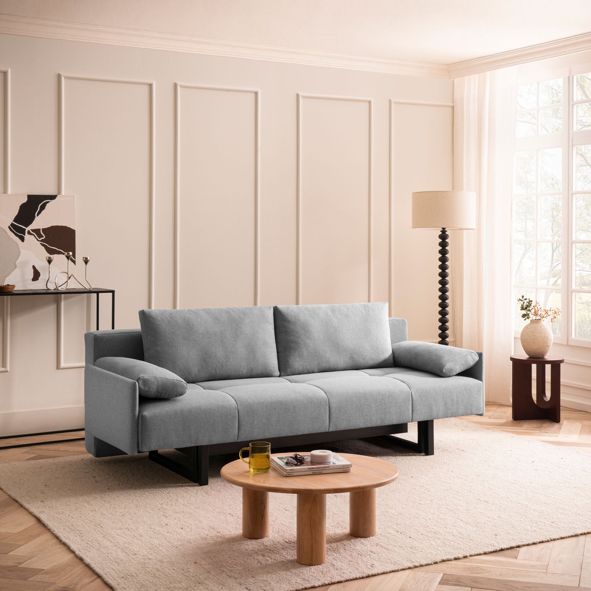 [SKU:1TAMINO103HGRSB] Schlafsofa Hellgrau Sofa mit Schlaffunktion Schlafcouch Bettkasten Schlafsofa mit Bettkasten Sofa kaufen