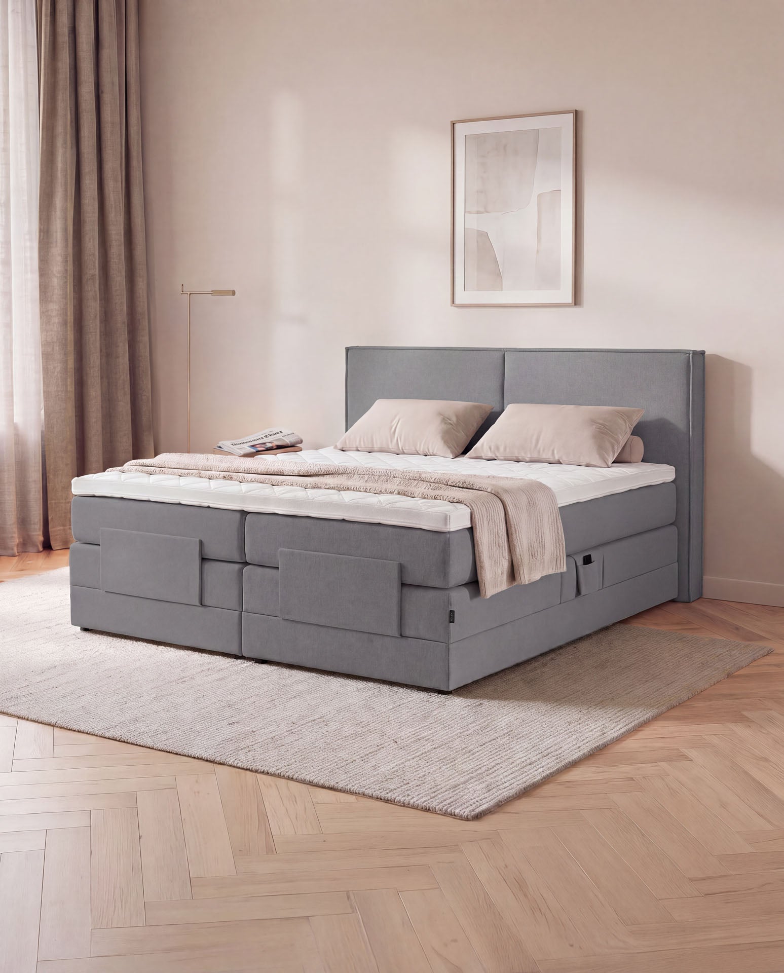 Boxspringbett elektrisch verstellbar 160x200 180x200 200x200 Anthrazit Motorbett Bett mit Motor Polsterbett Doppelbett