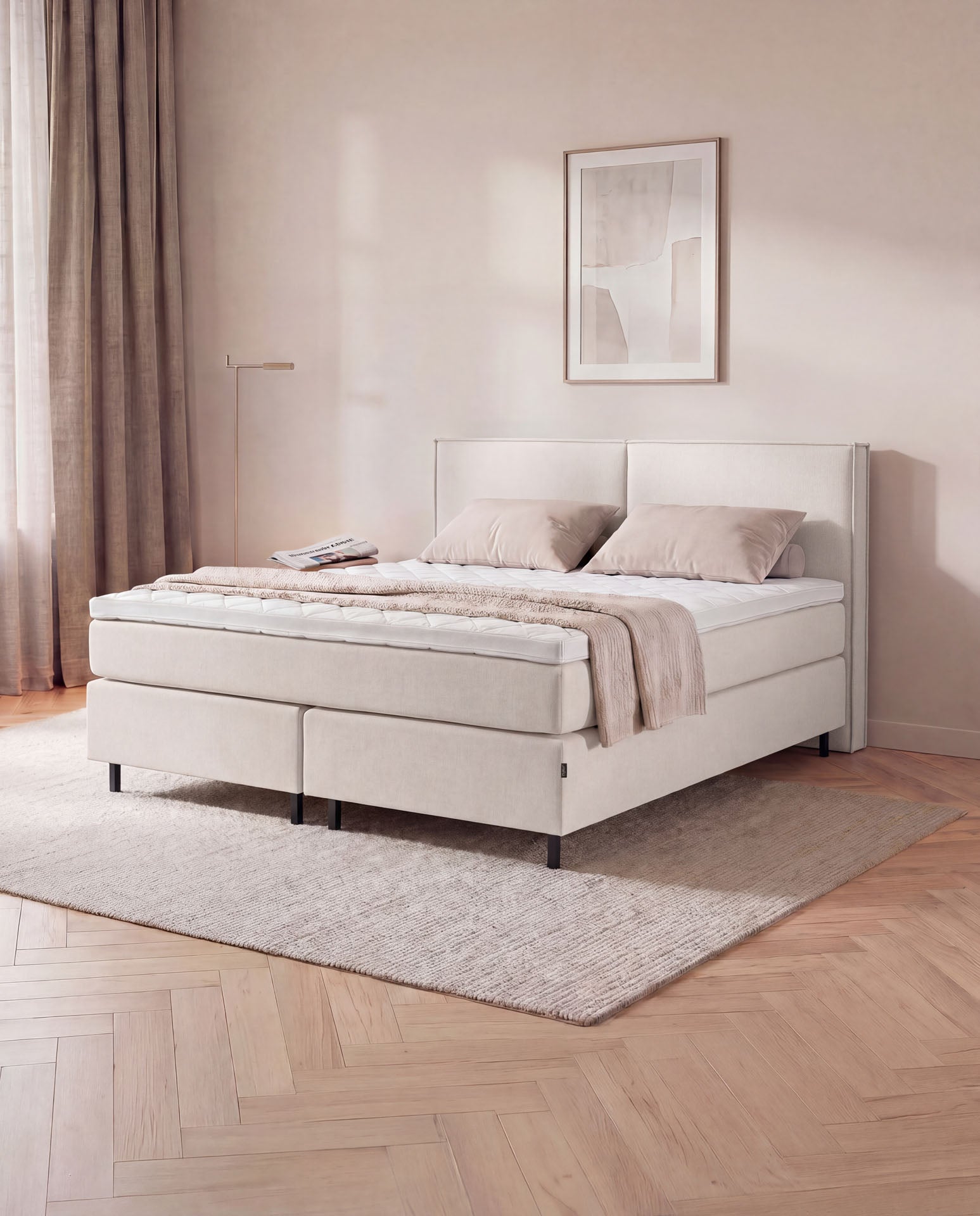 Boxspringbett 160x200 180x200 200x200 Beige Bett Polsterbett Doppelbett Boxspring Bett Schlafzimmer