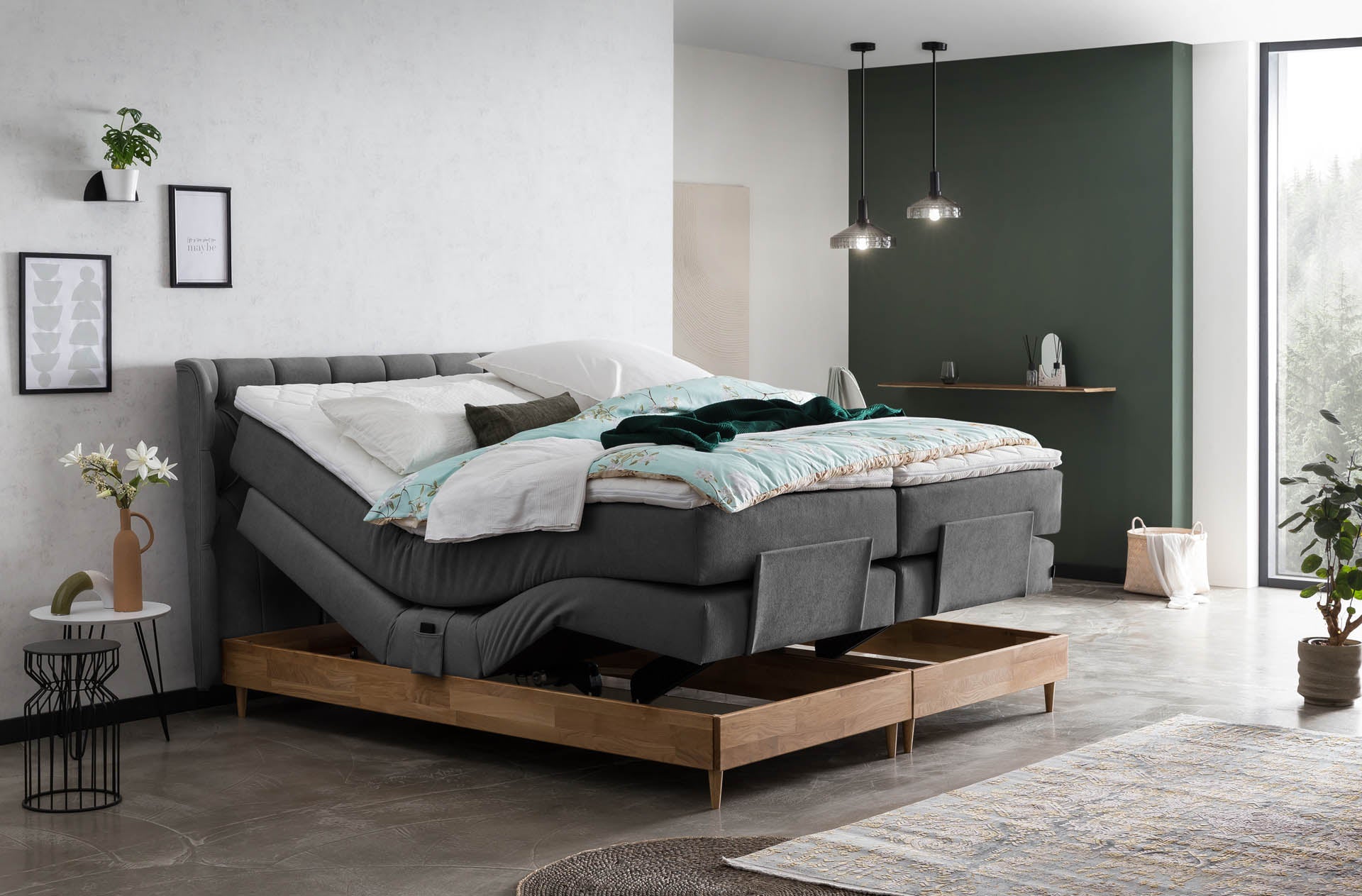 Box spring bed EON electrically adjustable