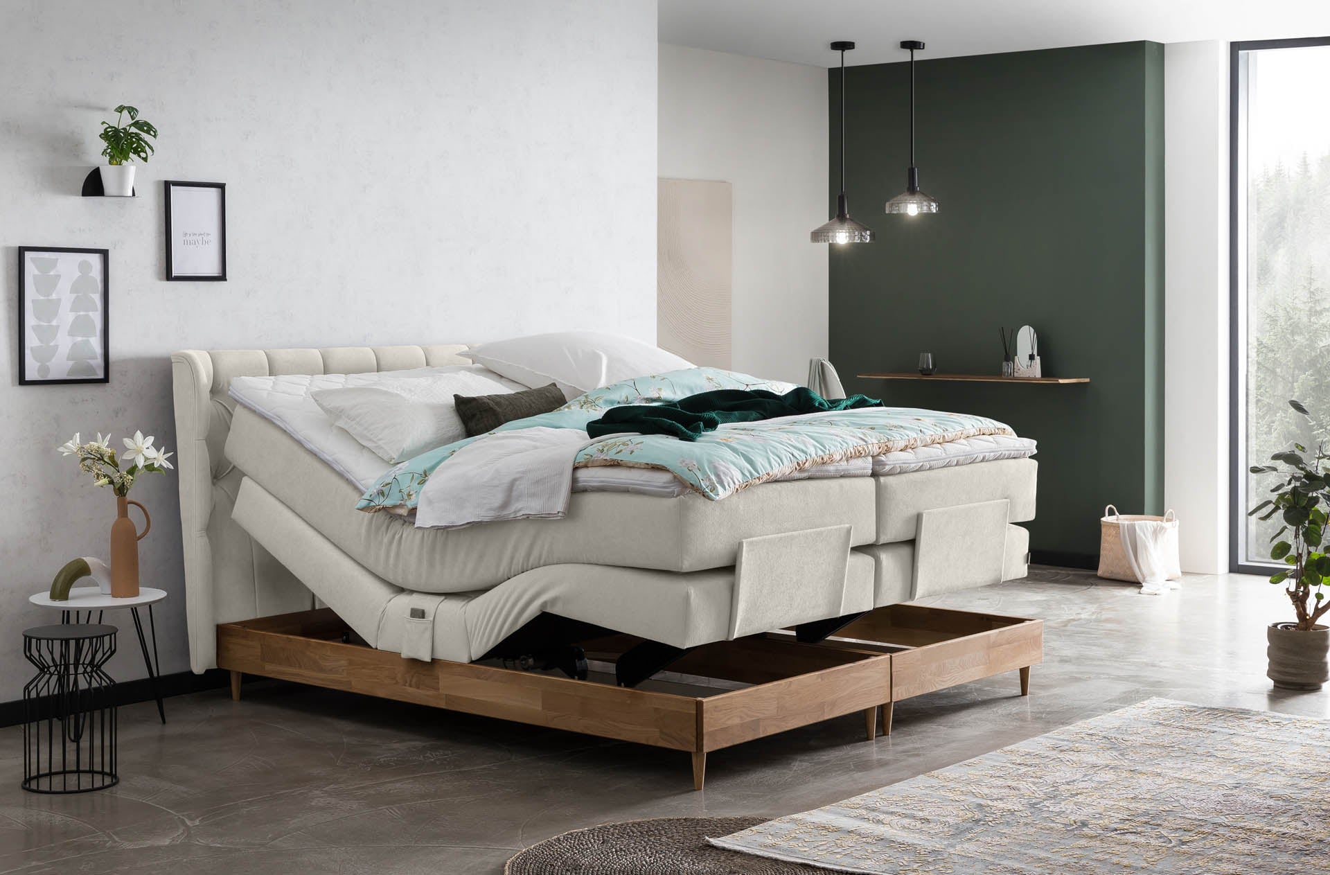 Box spring bed EON electrically adjustable