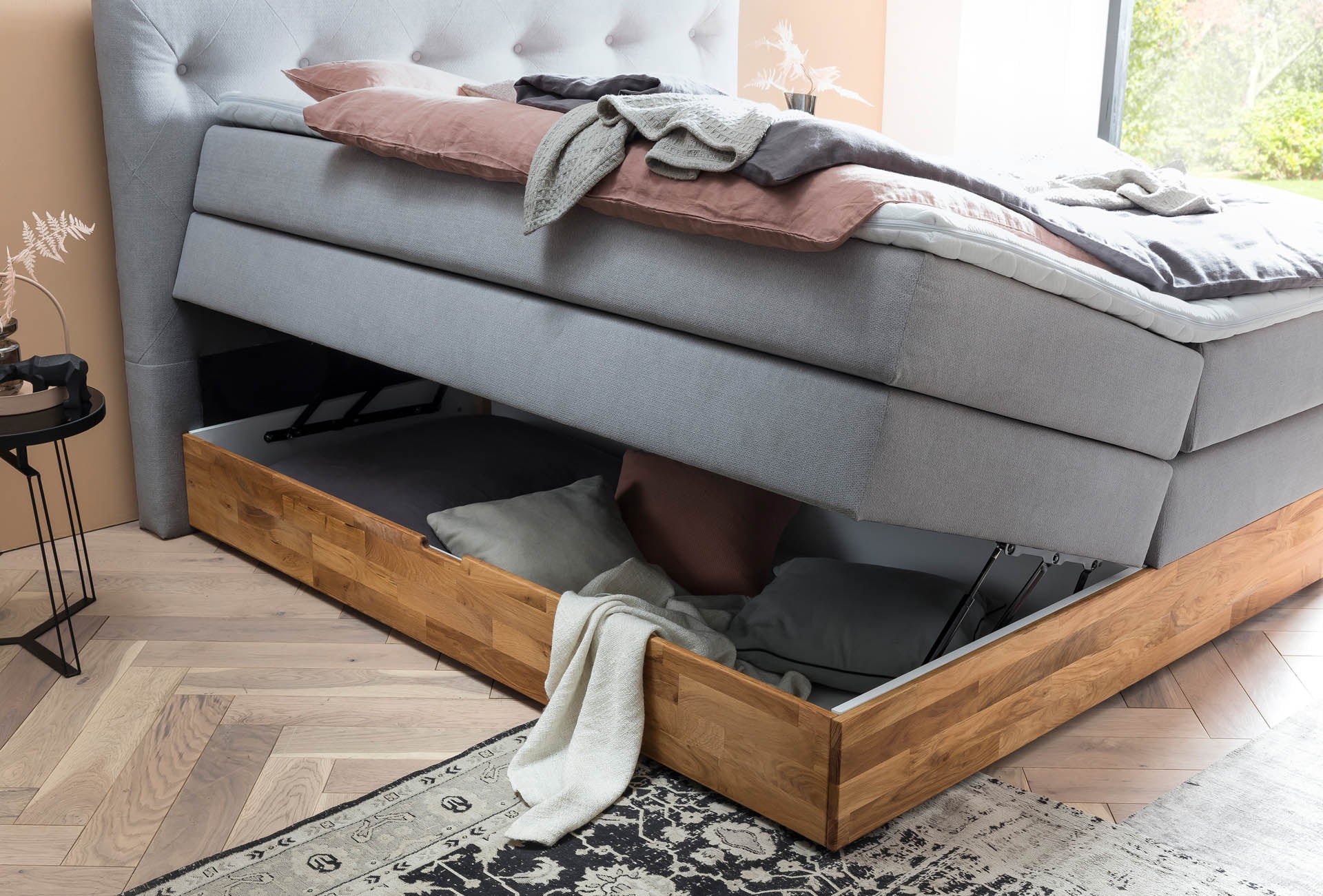 Box spring bed Marbo with storage space