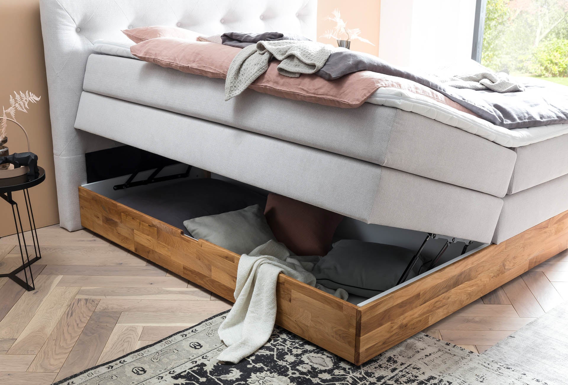 Box spring bed Marbo with storage space