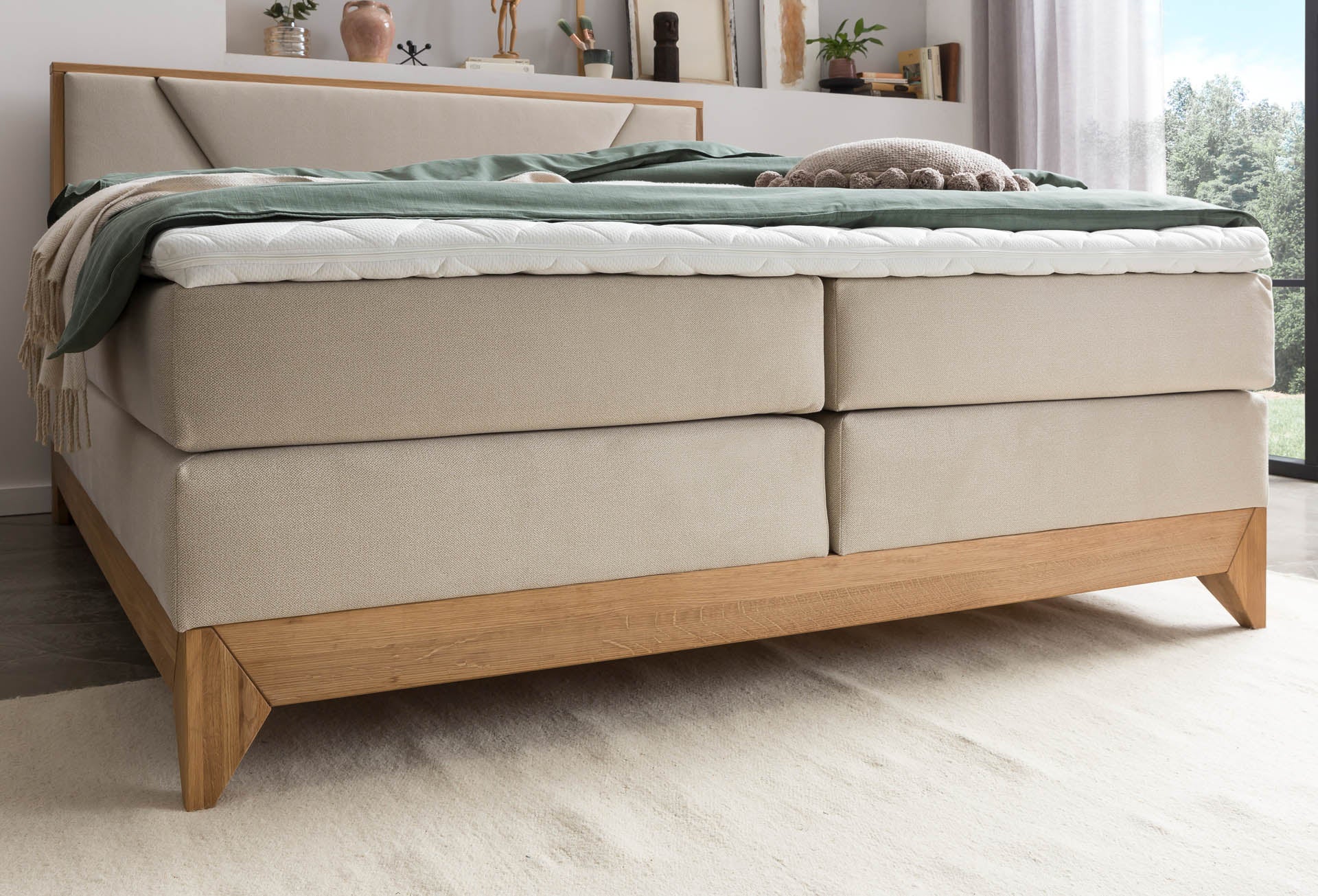 Box spring bed Riviera with Oak