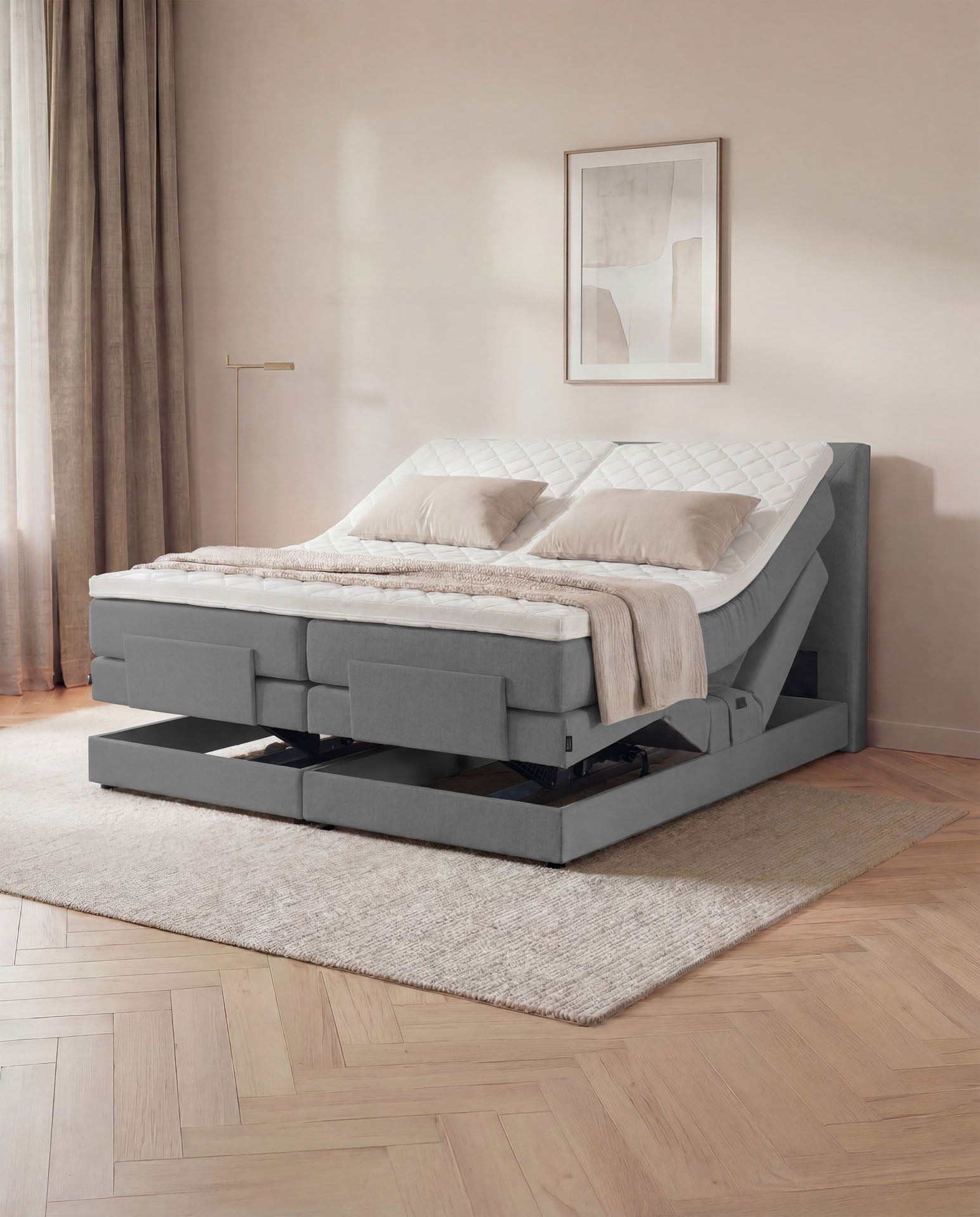 Boxspringbett 160x200 180x200 200x200 Anthrazit Bett elektrisch verstellbar Motorbett Bett mit Motor Polsterbett Doppelbett Bett verstellbar Schlafzimmer