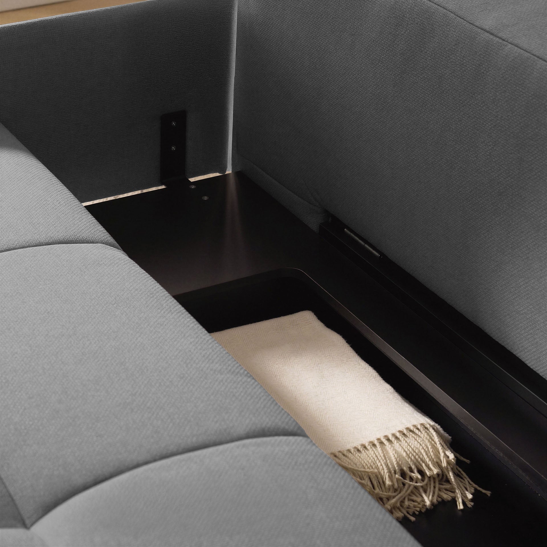 [SKU:1TAMINO203ANTSB] Schlafsofa Anthrazit Holzfüße Sofa mit Schlaffunktion Schlafcouch Bettkasten Schlafsofa mit Bettkasten