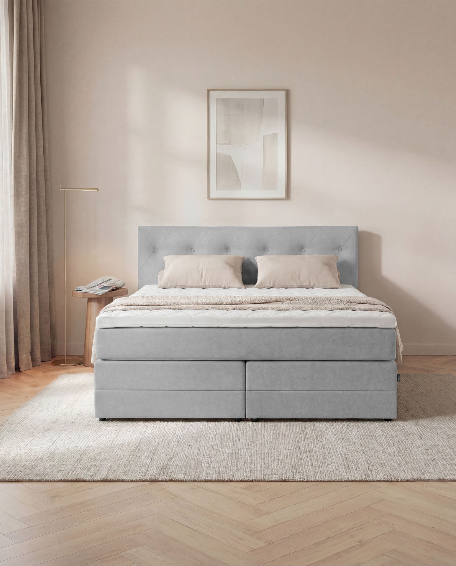 Boxspringbett 160x200 180x200 200x200 Hellgrau Bett Bettkasten Polsterbett Doppelbett Stauraumbett Bett mit Stauraum Schlafzimmer