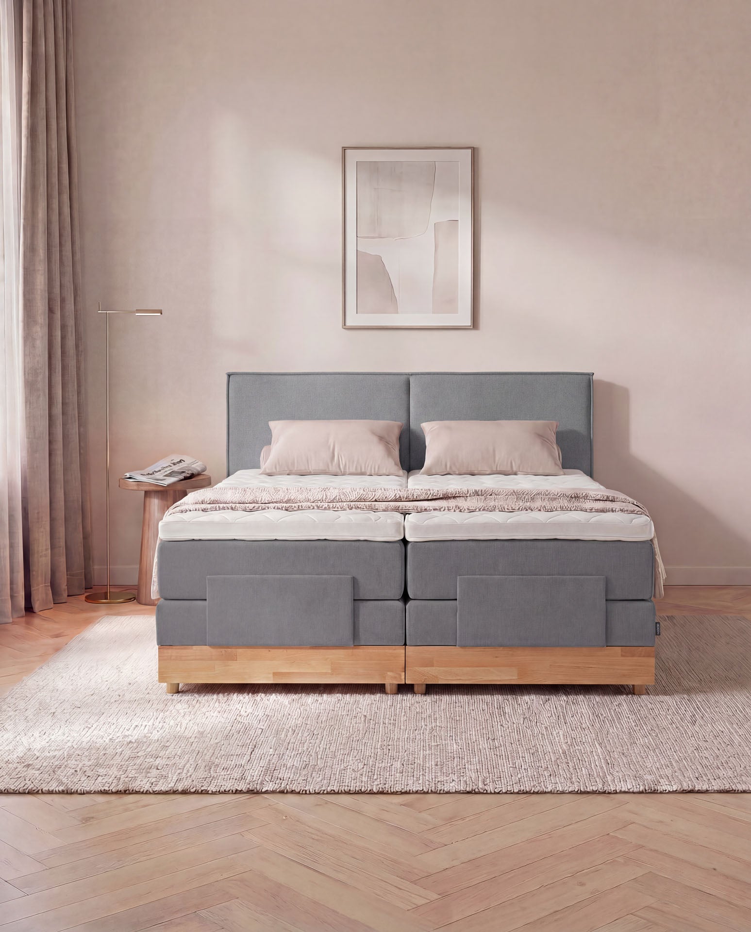 Boxspringbett elektrisch verstellbar Eiche 160x200 180x200 200x200 Anthrazit Motorbett Bett mit Motor Holzrahmen Doppelbett