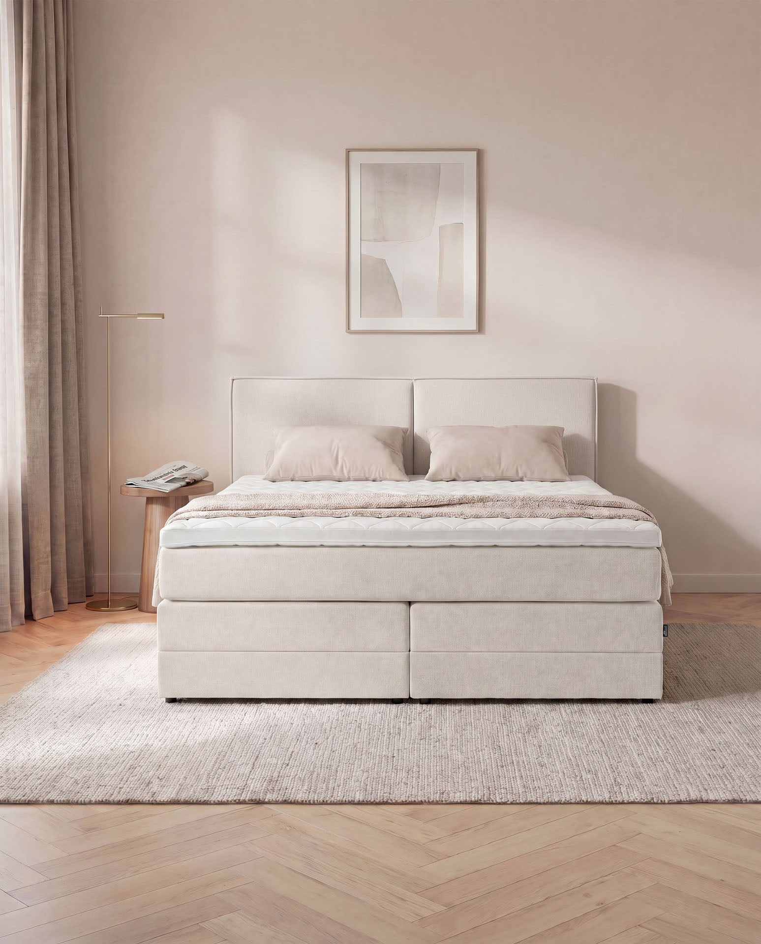 Boxspringbett mit Bettkasten 160x200 180x200 200x200 Beige Bett Stauraum Polsterbett Doppelbett Boxspring Bett