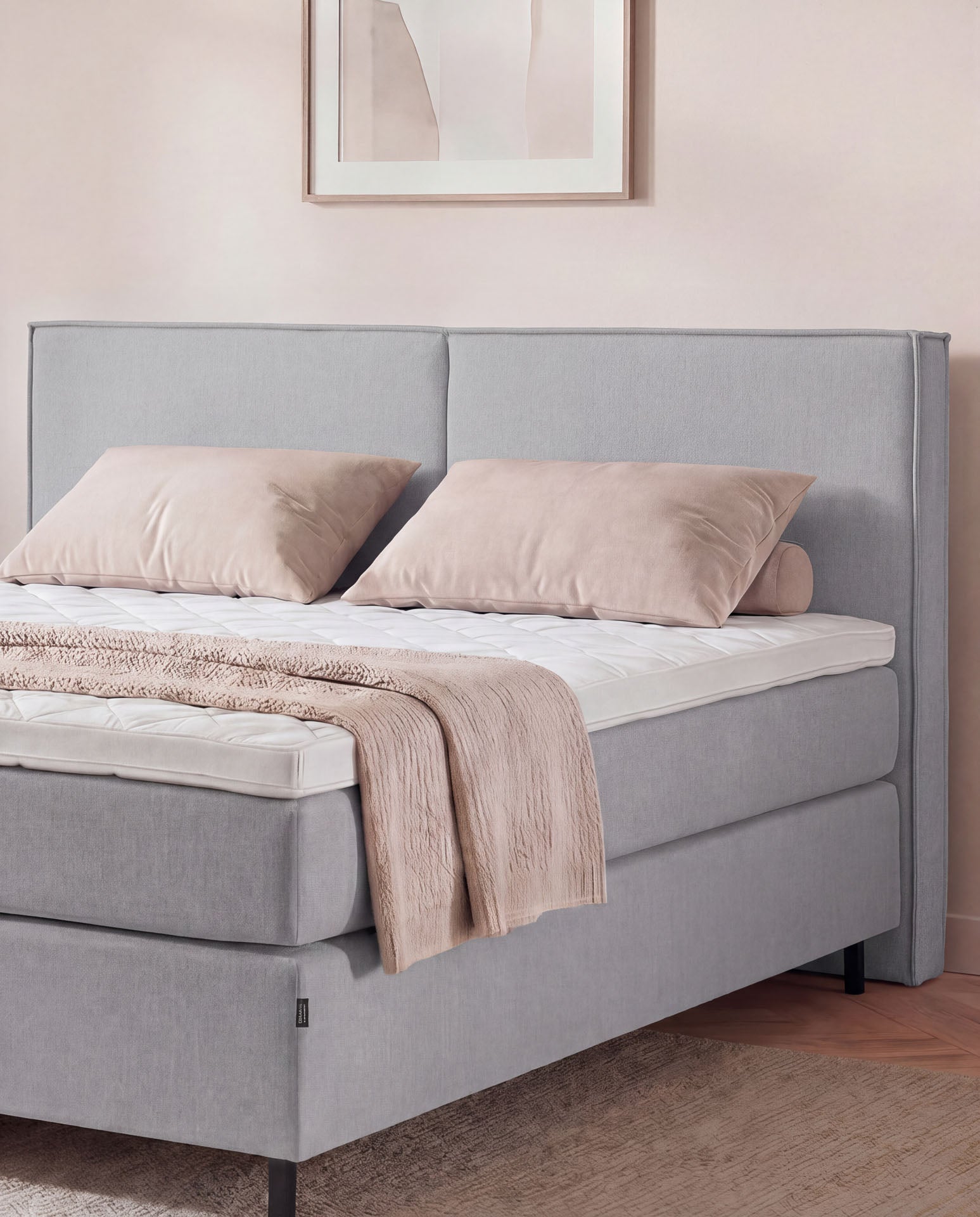 Boxspringbett 160x200 180x200 200x200 Hellgrau Bett Polsterbett Doppelbett Boxspring Bett grau Schlafzimmer