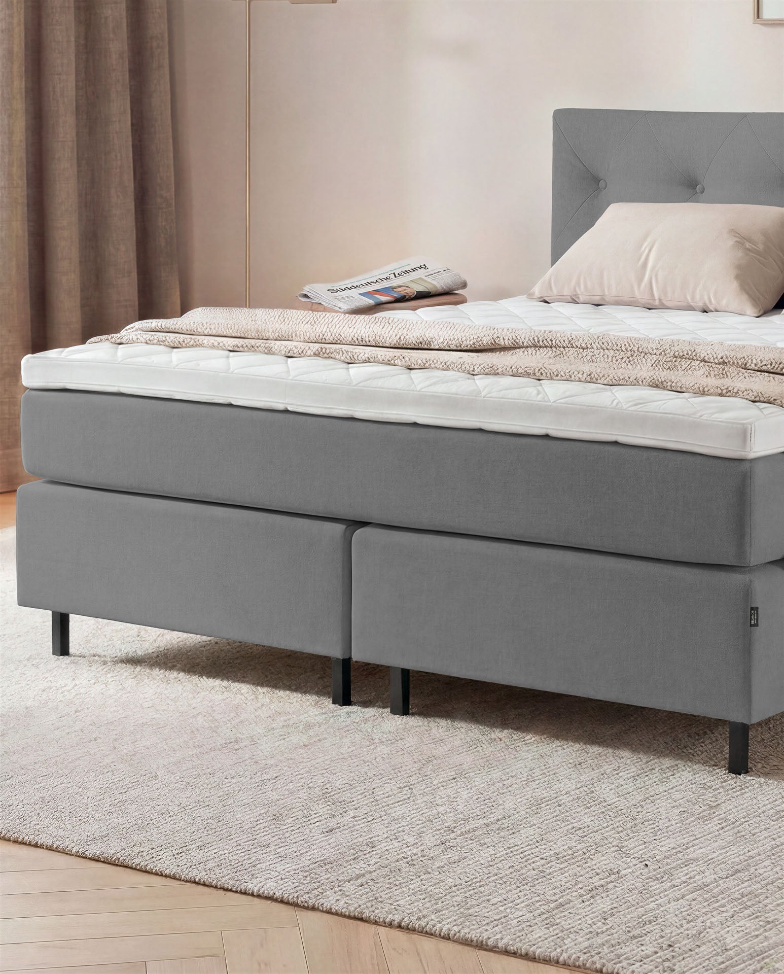 Boxspringbett 160x200 180x200 200x200 Anthrazit Bett Polsterbett Doppelbett Boxspring Bett grau Schlafzimmer