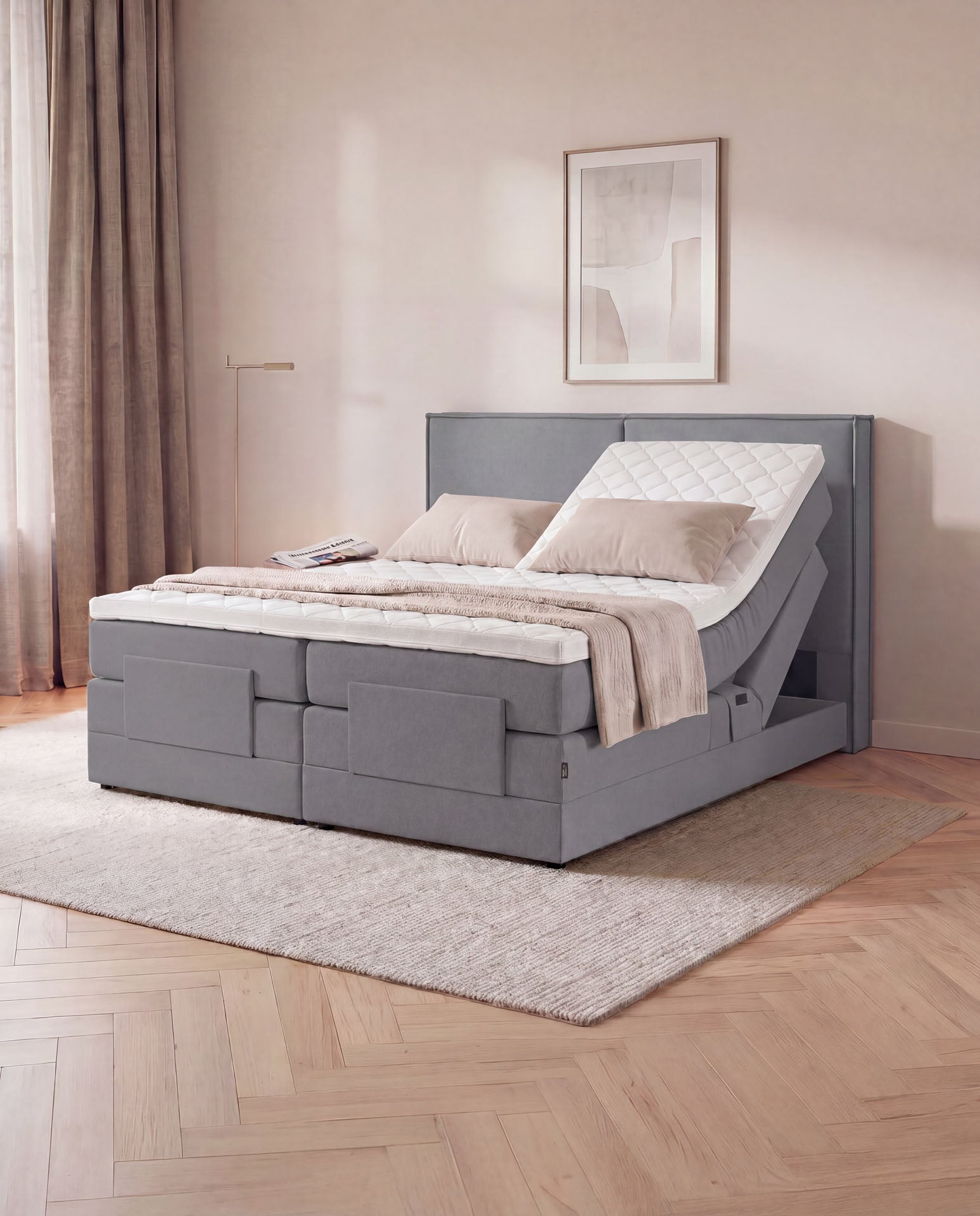 Boxspringbett elektrisch verstellbar 160x200 180x200 200x200 Anthrazit Motorbett Bett mit Motor Polsterbett Doppelbett