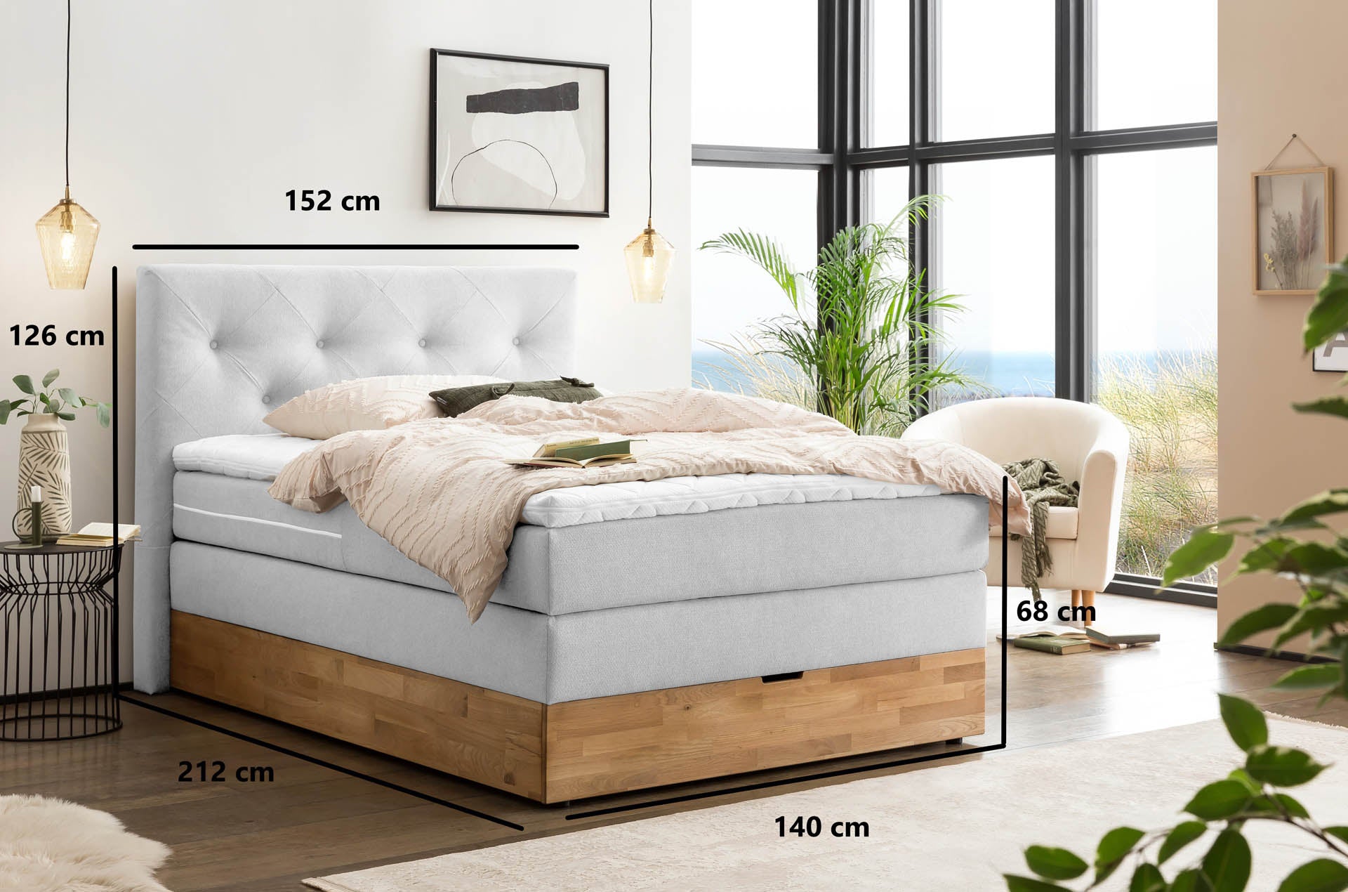 Box spring bed Marbo with storage space