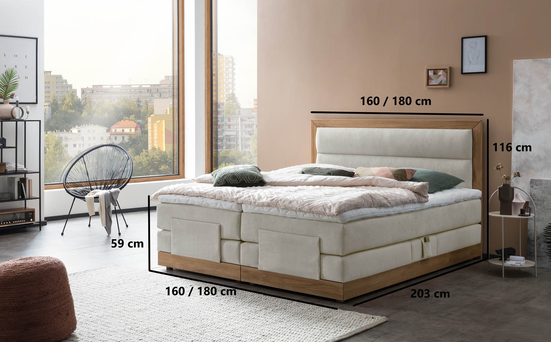 Box spring bed MODELA electrically adjustable