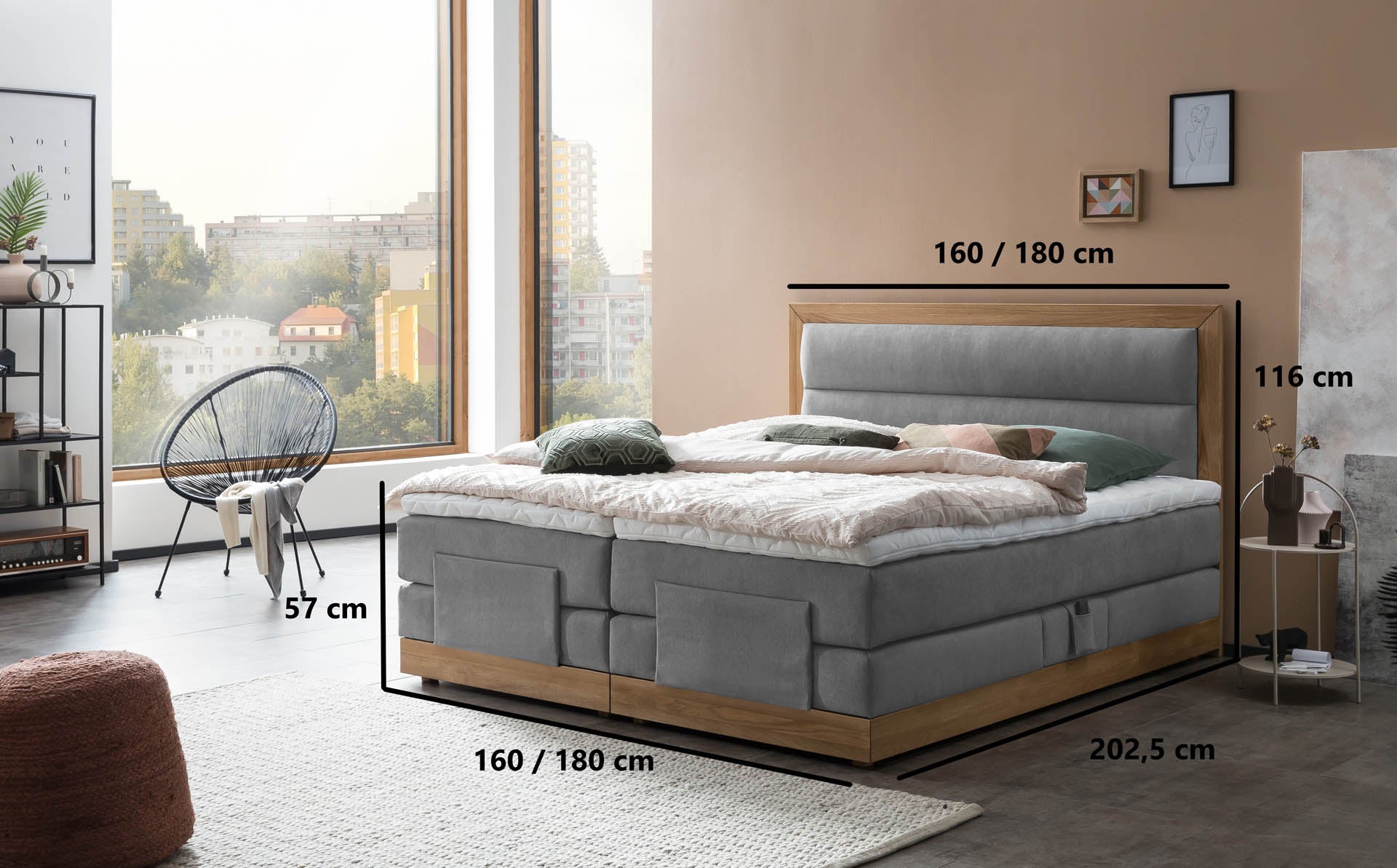 Box spring bed MODELA electrically adjustable