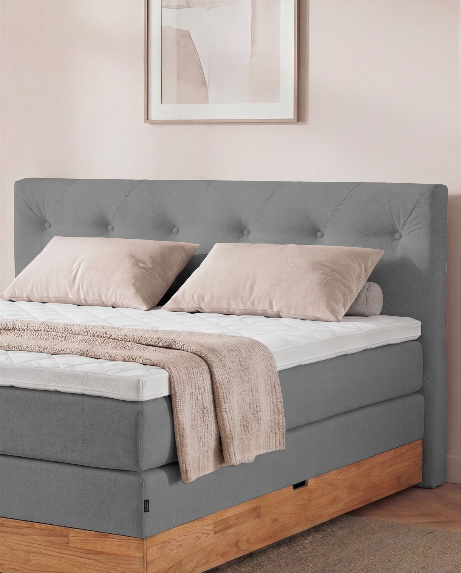 Boxspringbett 160x200 180x200 200x200 Anthrazit Bett Bettkasten Eiche Holz Polsterbett Doppelbett Stauraumbett Bett mit Holzrahmen Schlafzimmer