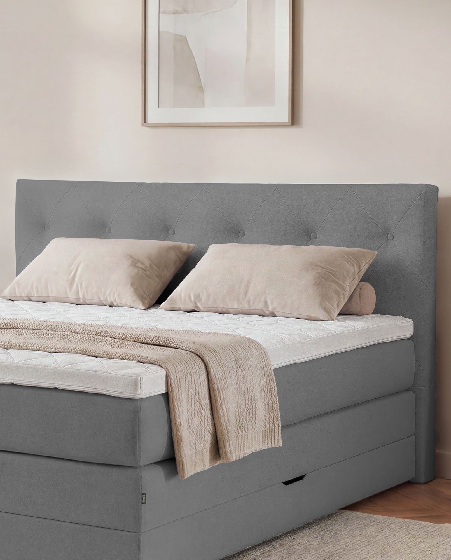 Boxspringbett 160x200 180x200 200x200 Anthrazit Bett Bettkasten Polsterbett Doppelbett Stauraumbett Bett mit Stauraum Schlafzimmer