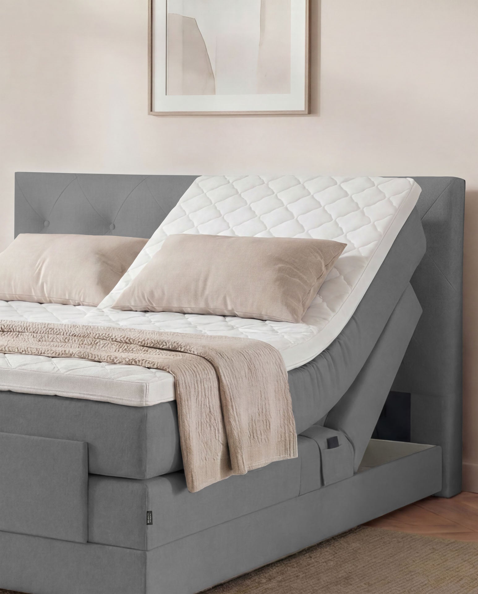 Boxspringbett 160x200 180x200 200x200 Anthrazit Bett elektrisch verstellbar Motorbett Bett mit Motor Polsterbett Doppelbett Bett verstellbar Schlafzimmer
