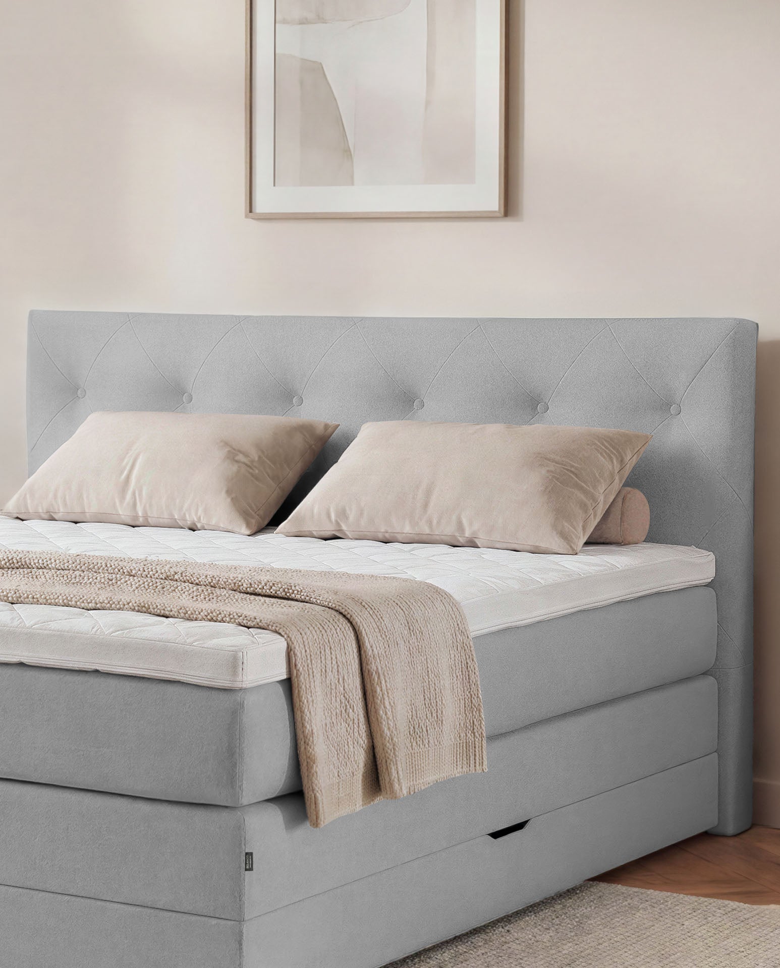 Boxspringbett 160x200 180x200 200x200 Hellgrau Bett Bettkasten Polsterbett Doppelbett Stauraumbett Bett mit Stauraum Schlafzimmer