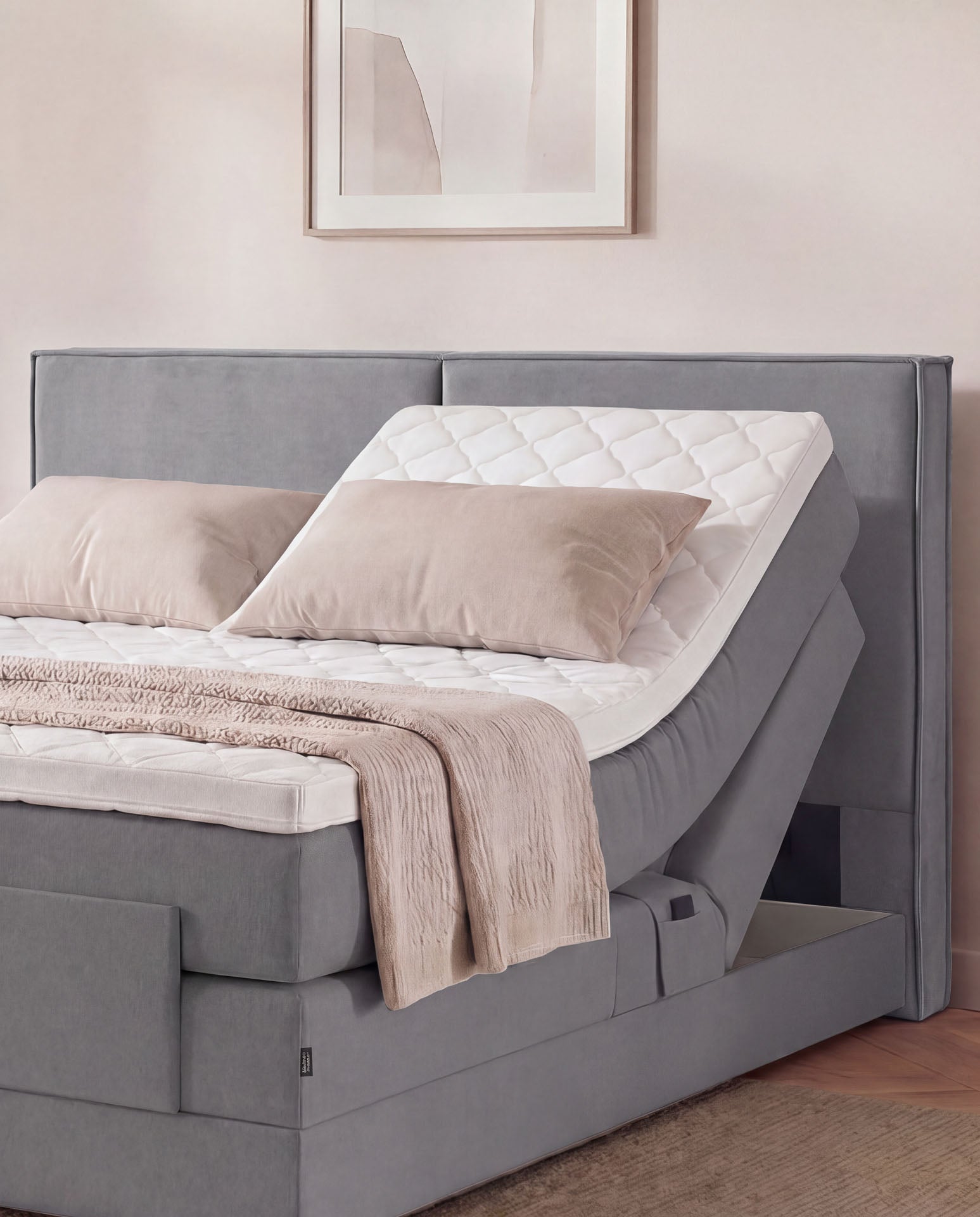 Boxspringbett elektrisch verstellbar 160x200 180x200 200x200 Anthrazit Motorbett Bett mit Motor Polsterbett Doppelbett