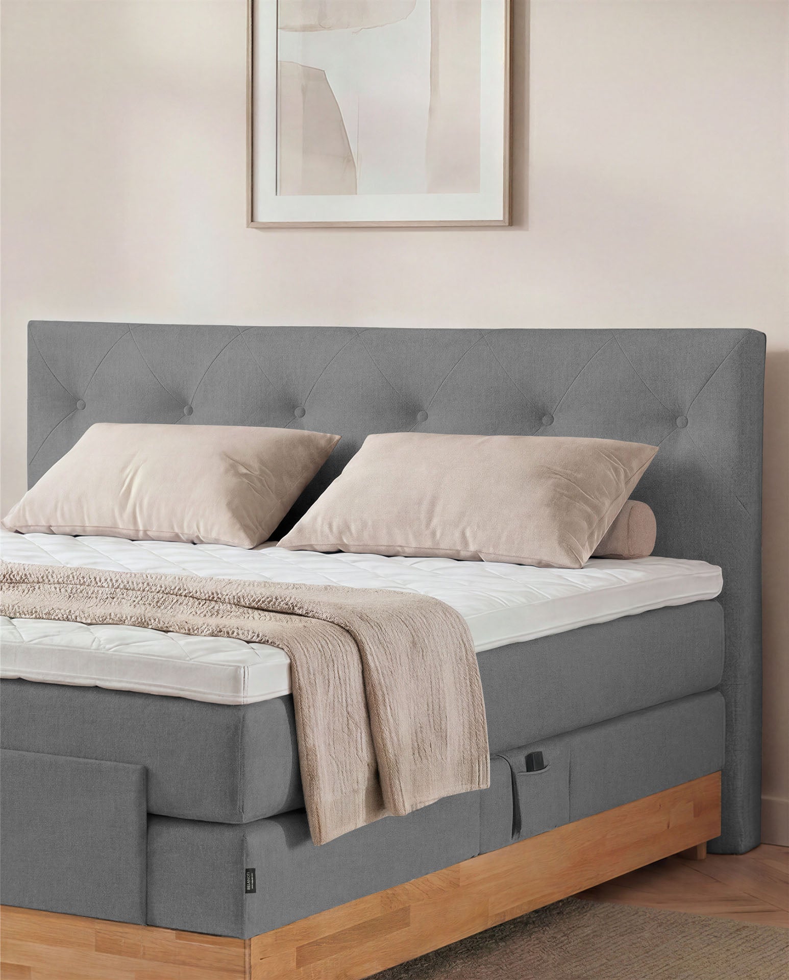 Boxspringbett 160x200 180x200 200x200 Anthrazit Bett elektrisch verstellbar Eiche Holz Motorbett Bett mit Motor Polsterbett Doppelbett Bett verstellbar Schlafzimmer