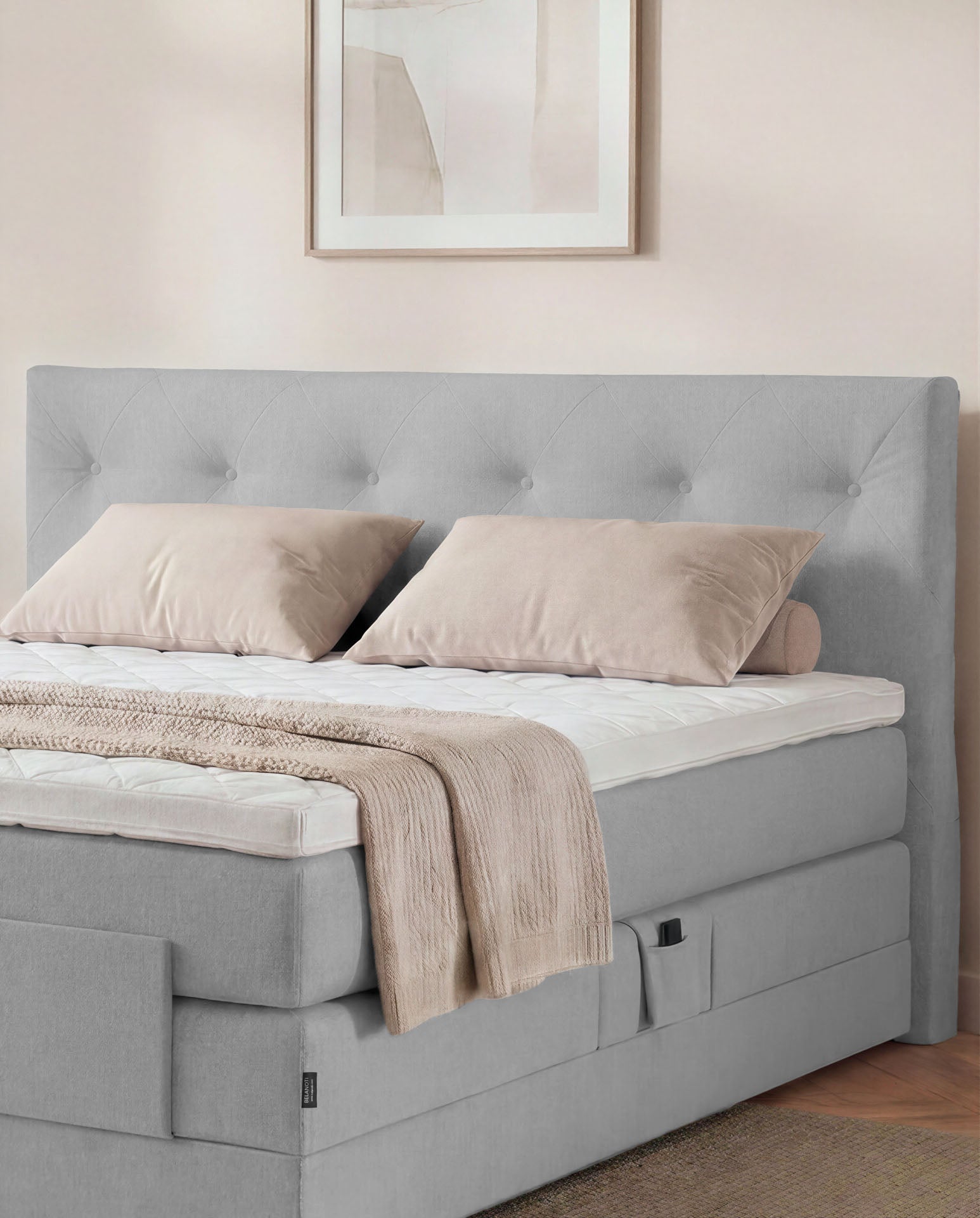 Boxspringbett 160x200 180x200 200x200 Hellgrau Bett elektrisch verstellbar Motorbett Bett mit Motor Polsterbett Doppelbett Bett verstellbar Schlafzimmer