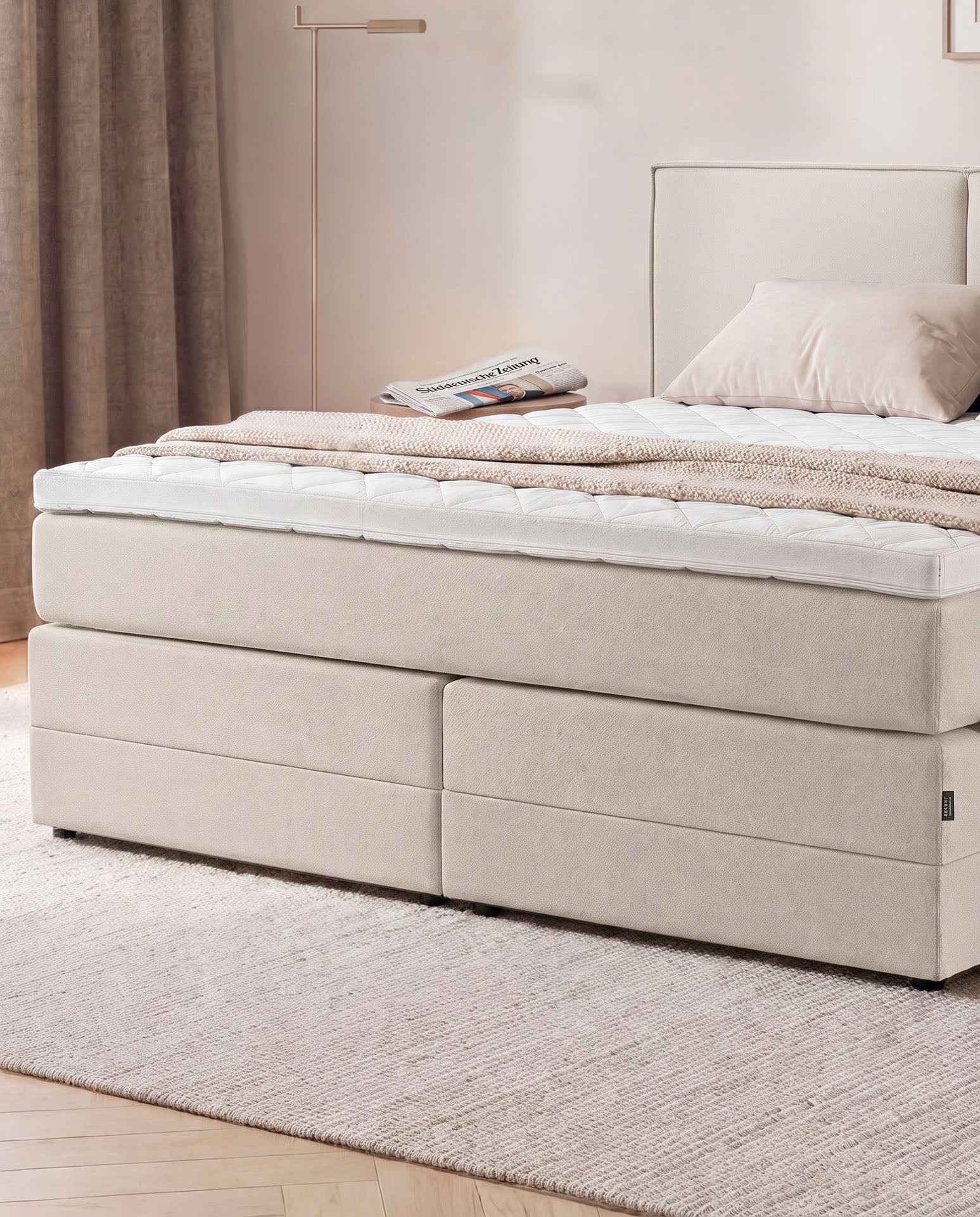 Boxspringbett mit Bettkasten 160x200 180x200 200x200 Beige Bett Stauraum Polsterbett Doppelbett Boxspring Bett