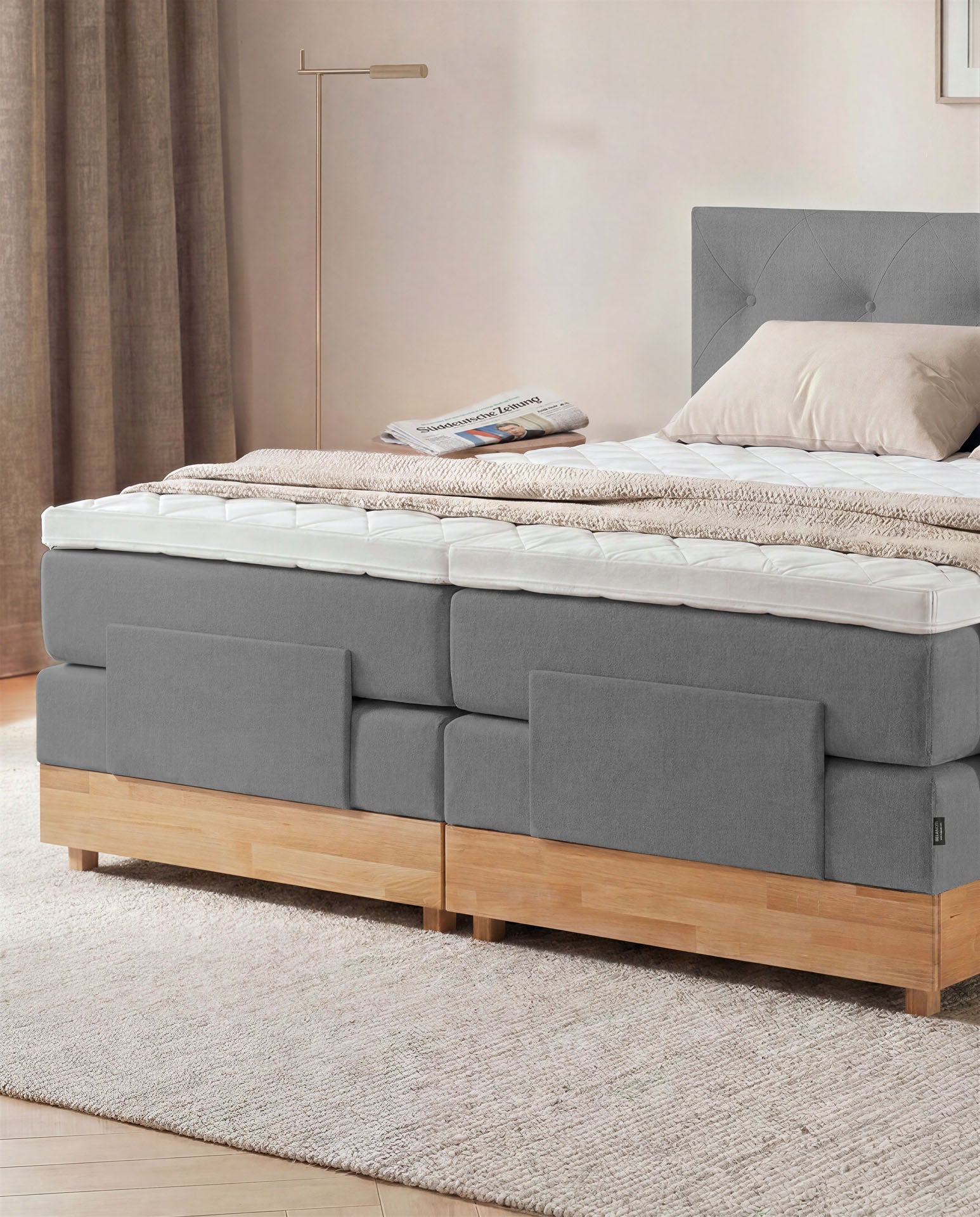 Boxspringbett 160x200 180x200 200x200 Anthrazit Bett elektrisch verstellbar Eiche Holz Motorbett Bett mit Motor Polsterbett Doppelbett Bett verstellbar Schlafzimmer