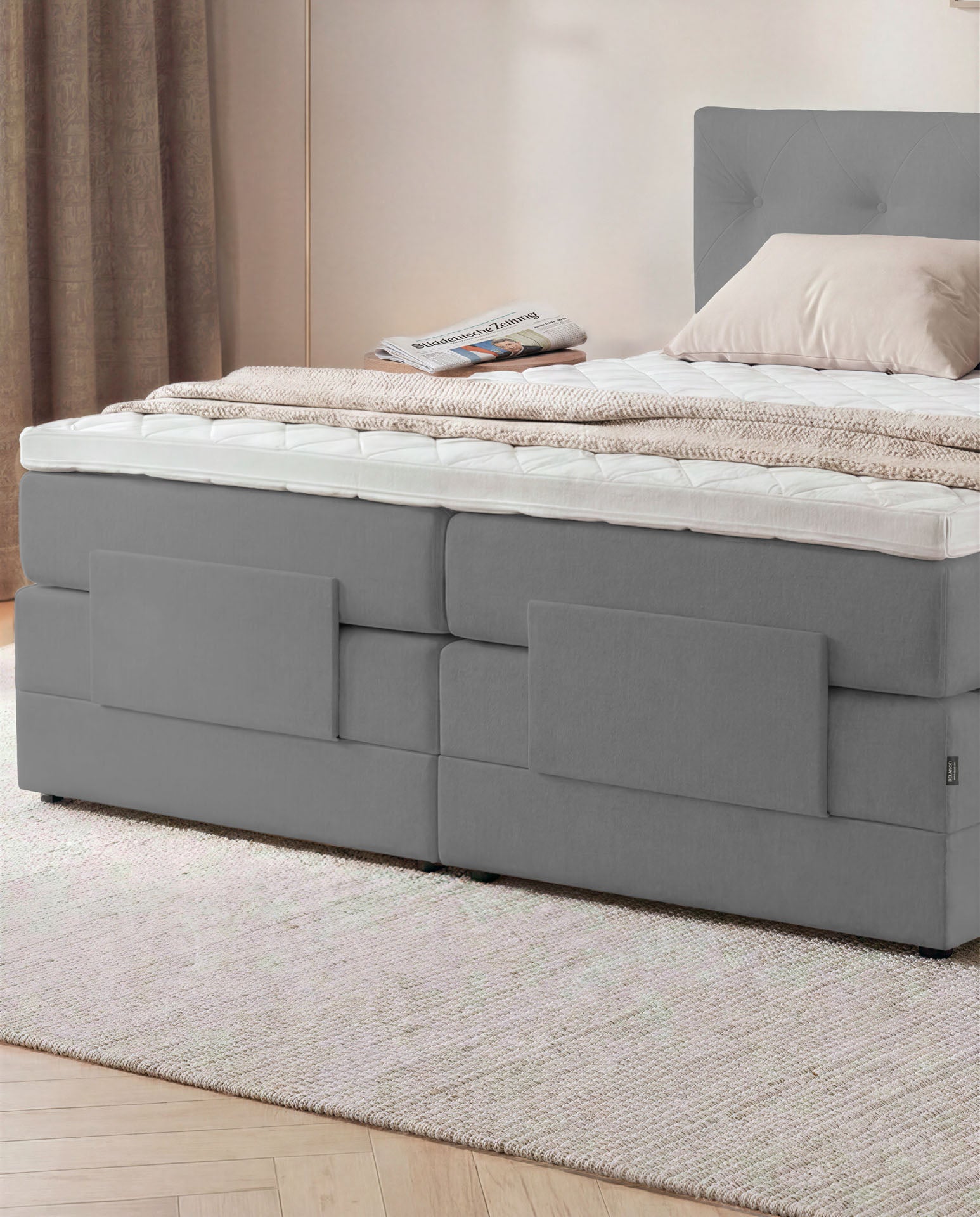 Boxspringbett 160x200 180x200 200x200 Anthrazit Bett elektrisch verstellbar Motorbett Bett mit Motor Polsterbett Doppelbett Bett verstellbar Schlafzimmer