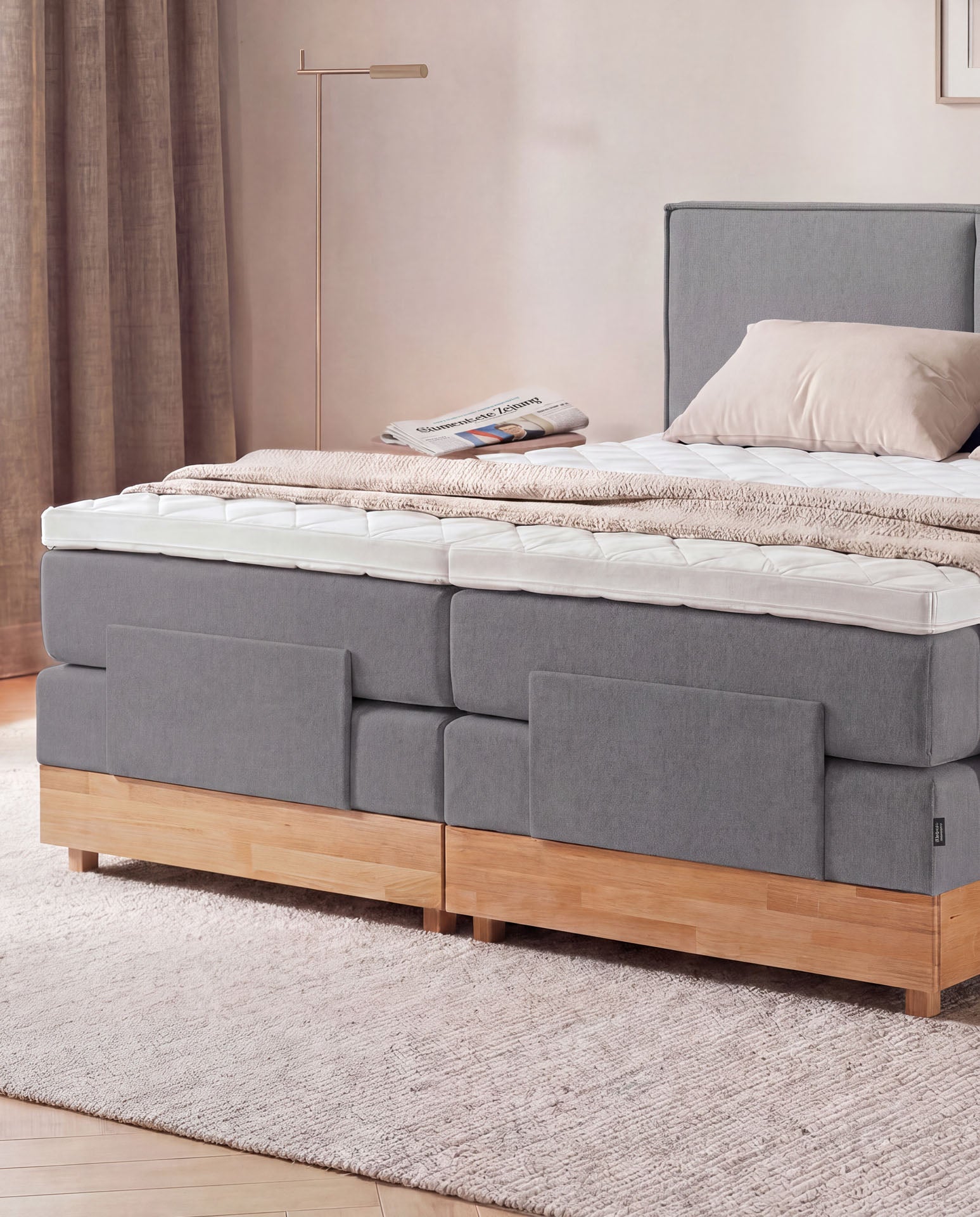 Boxspringbett elektrisch verstellbar Eiche 160x200 180x200 200x200 Anthrazit Motorbett Bett mit Motor Holzrahmen Doppelbett