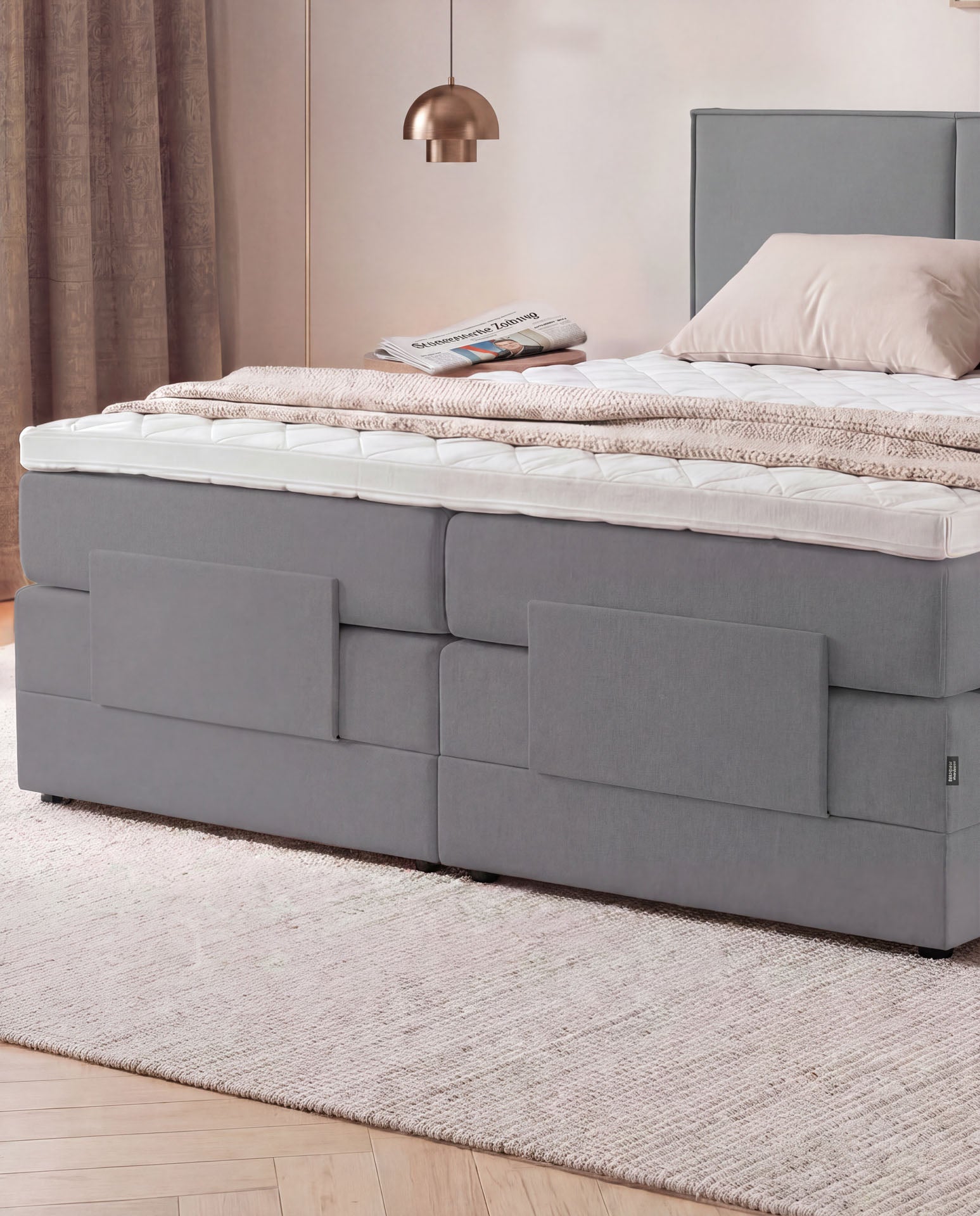 Boxspringbett elektrisch verstellbar 160x200 180x200 200x200 Anthrazit Motorbett Bett mit Motor Polsterbett Doppelbett