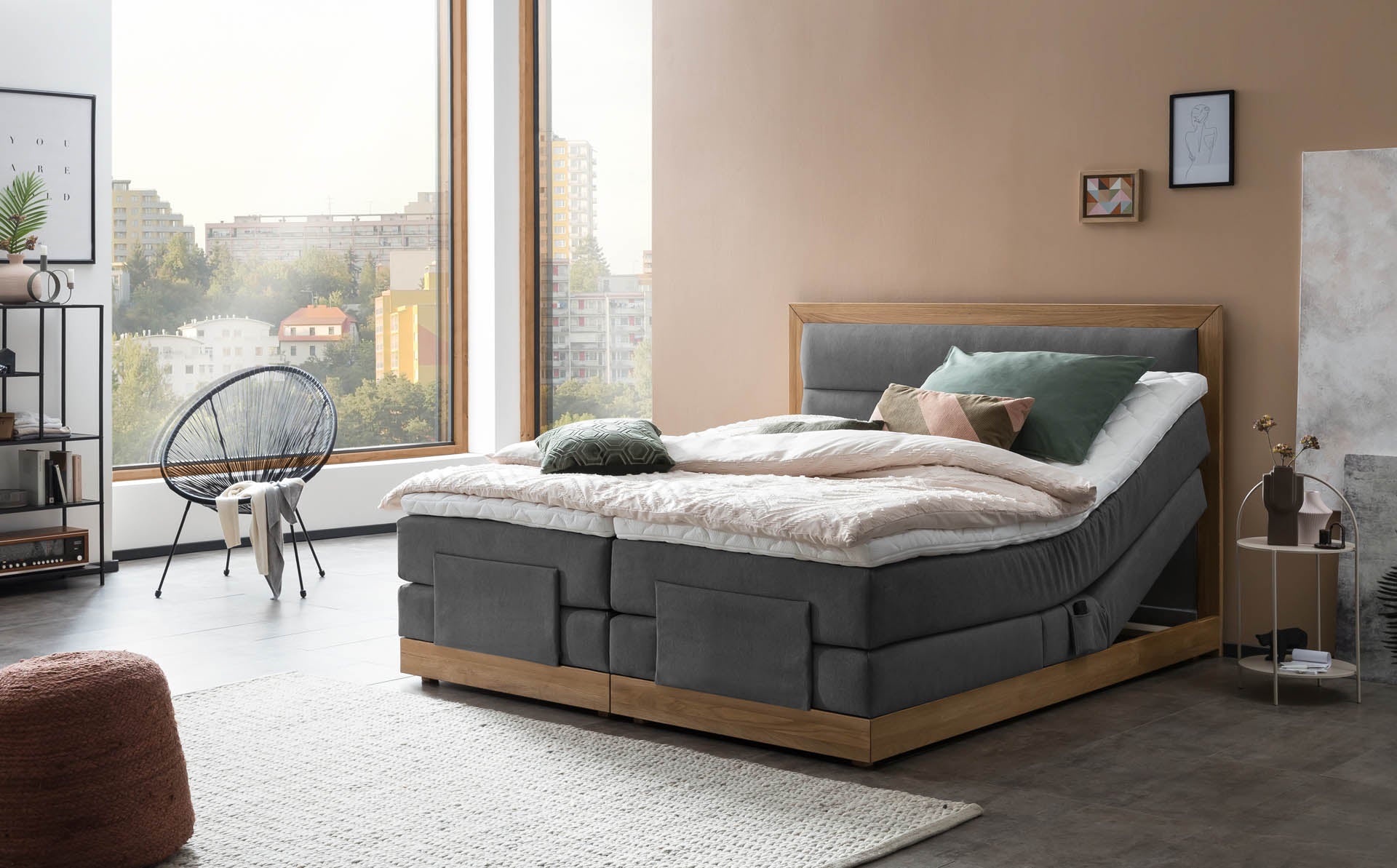 Box spring bed MODELA electrically adjustable