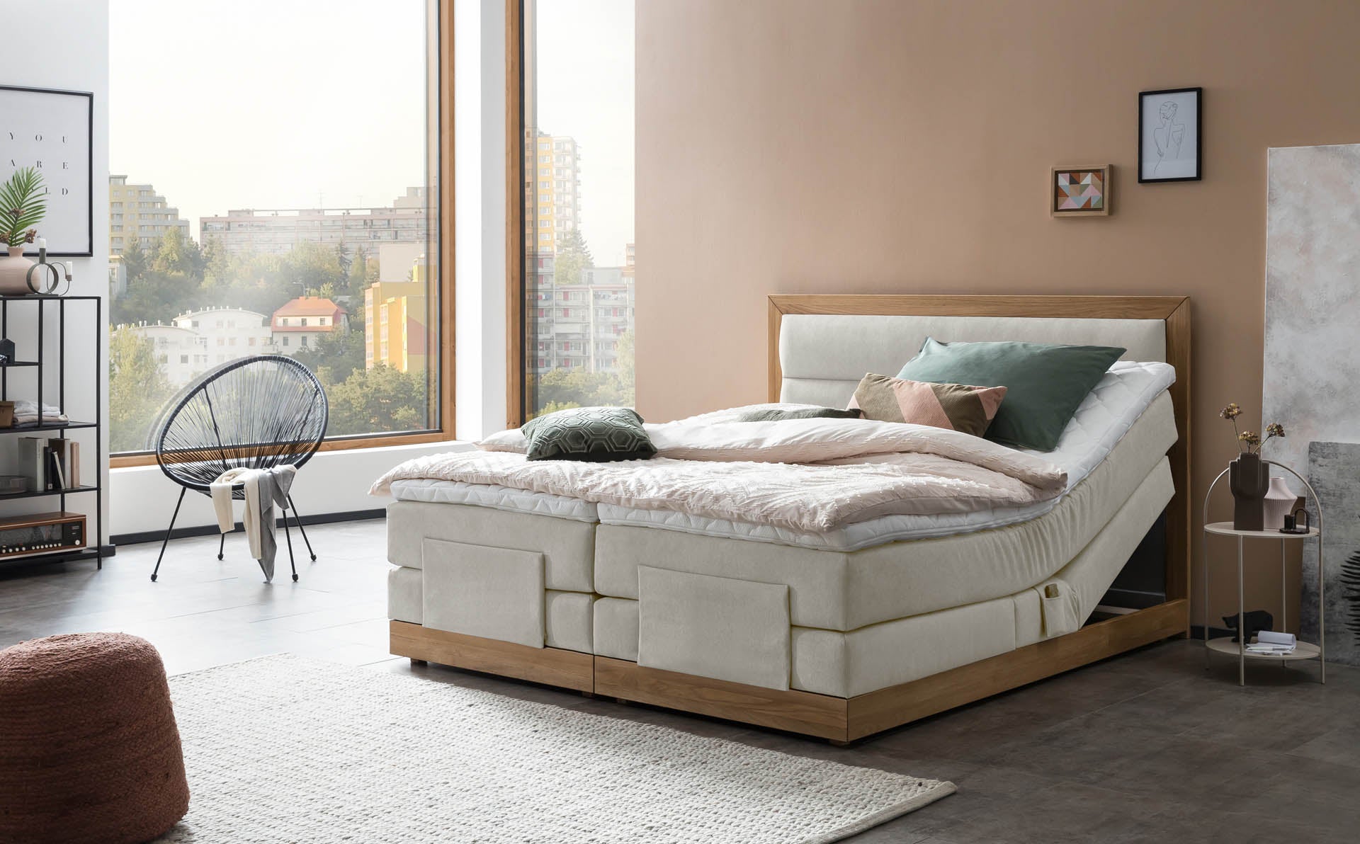 Box spring bed MODELA electrically adjustable