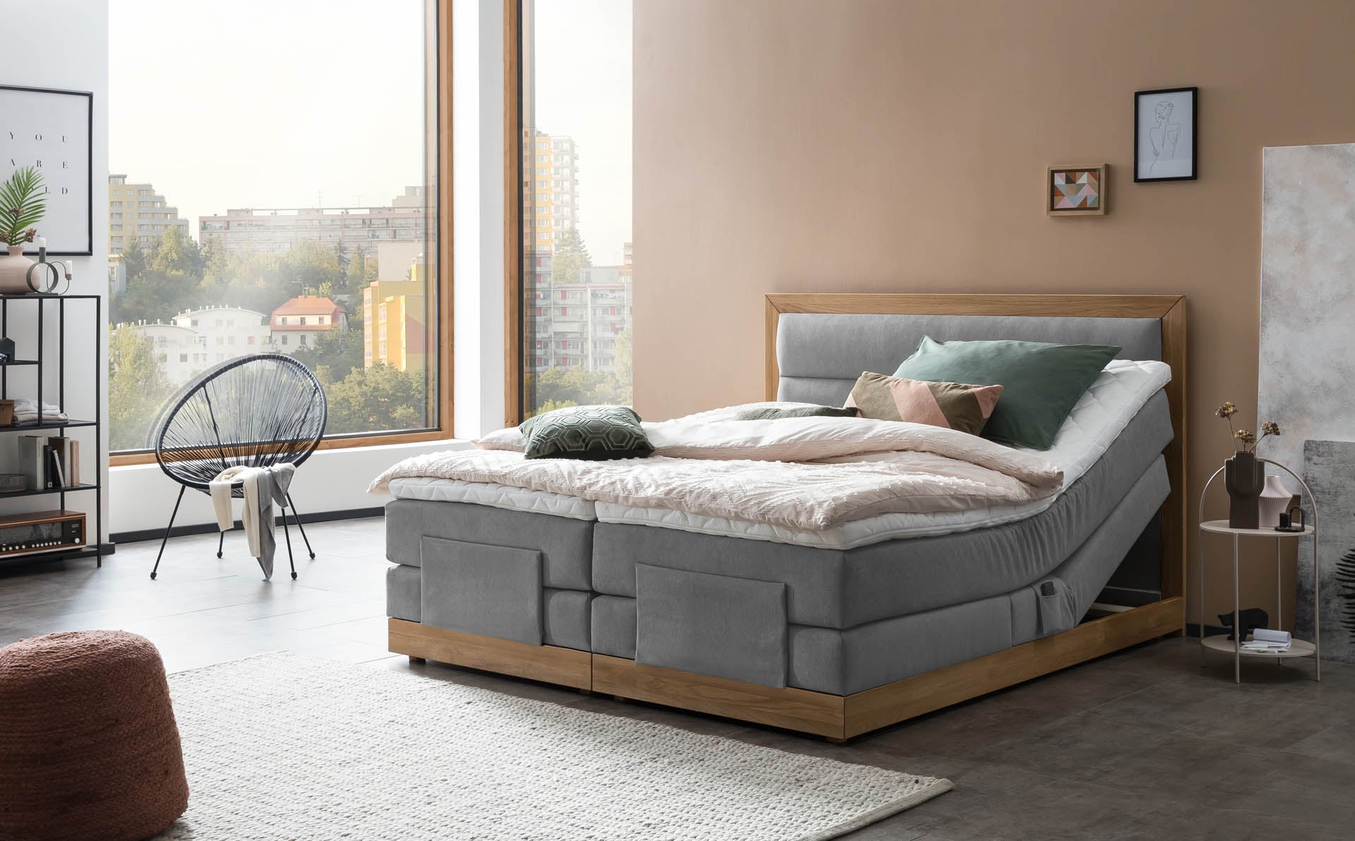 Box spring bed MODELA electrically adjustable