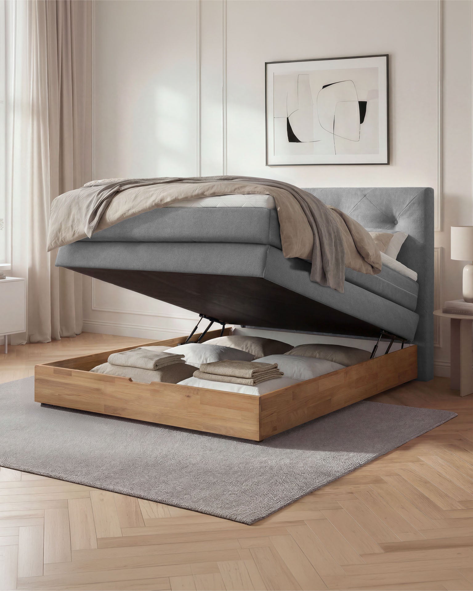 [SKU:ABM-140BTK-ANT] Boxspringbett 180x200 160x200 Bett Bettkasten Polsterbett Doppelbett Motorbett Bett elektrisch verstellbar Bett mit Motor