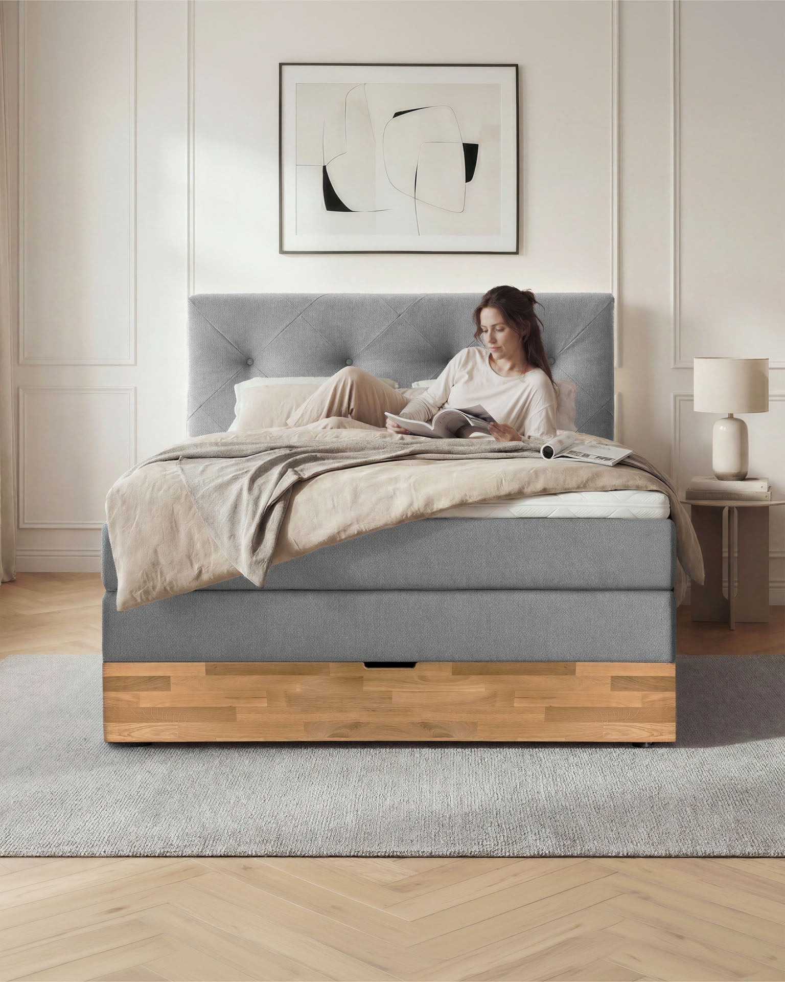 [SKU:ABM-140BTK-ANT] Boxspringbett 180x200 160x200 Bett Bettkasten Polsterbett Doppelbett Motorbett Bett elektrisch verstellbar Bett mit Motor