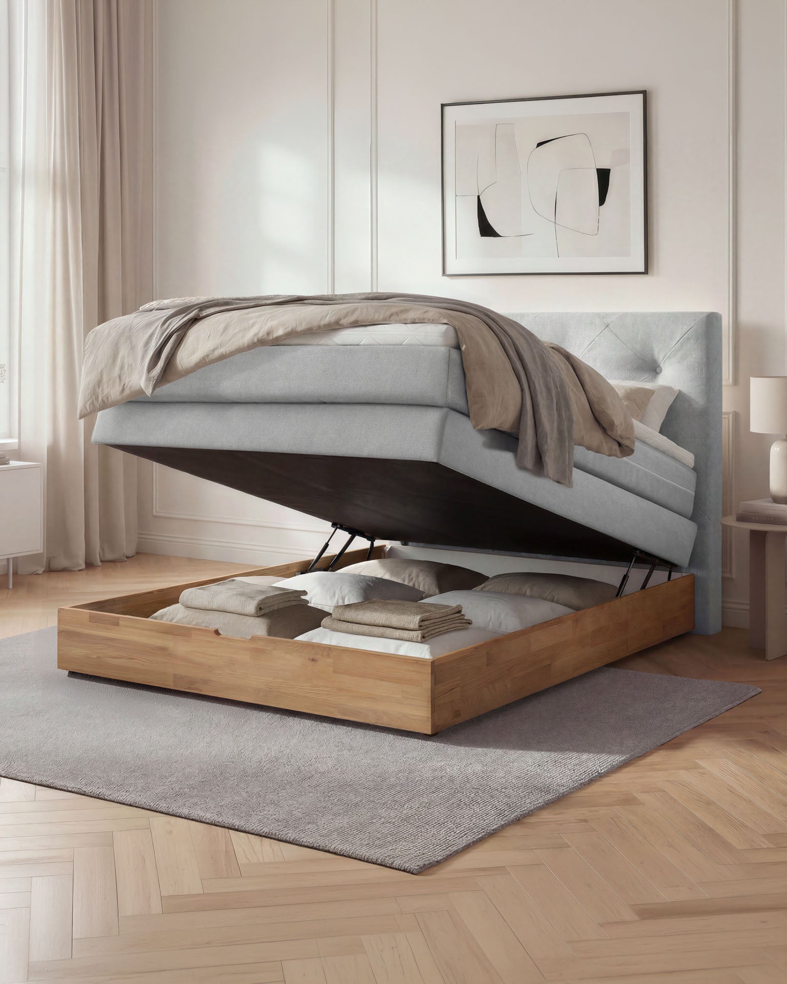 [SKU:ABM-140BTK-HLG] Boxspringbett 180x200 160x200 Bett Bettkasten Polsterbett Doppelbett Motorbett Bett elektrisch verstellbar Bett mit Motor