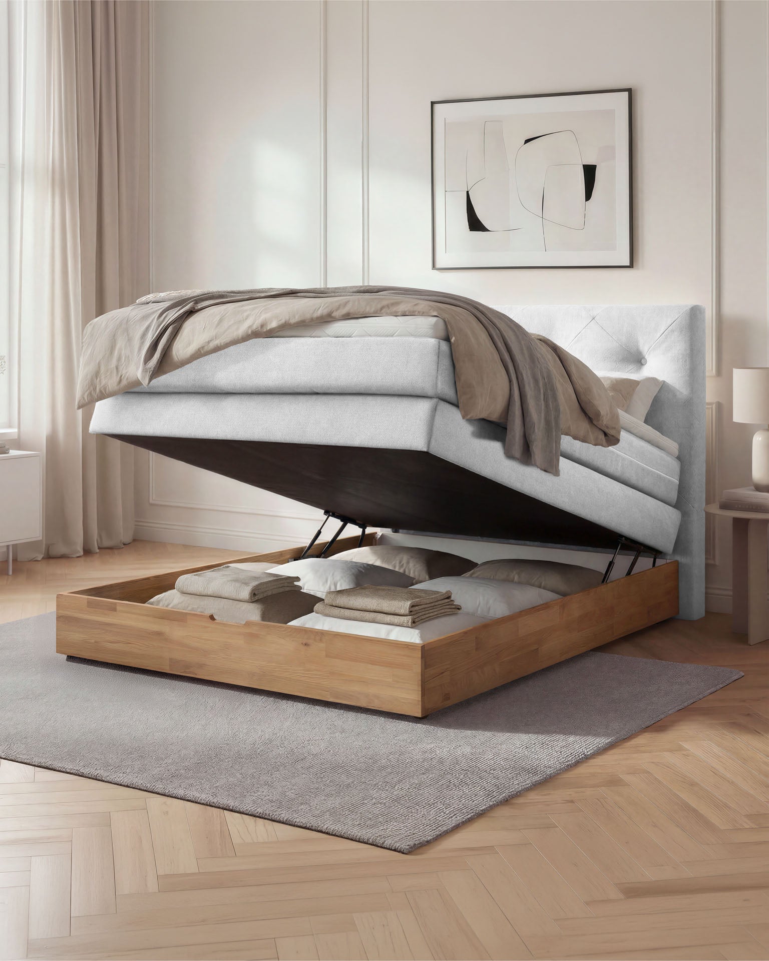 [SKU:ABM-140BTK-WSG] Boxspringbett 180x200 160x200 Bett Bettkasten Polsterbett Doppelbett Motorbett Bett elektrisch verstellbar Bett mit Motor