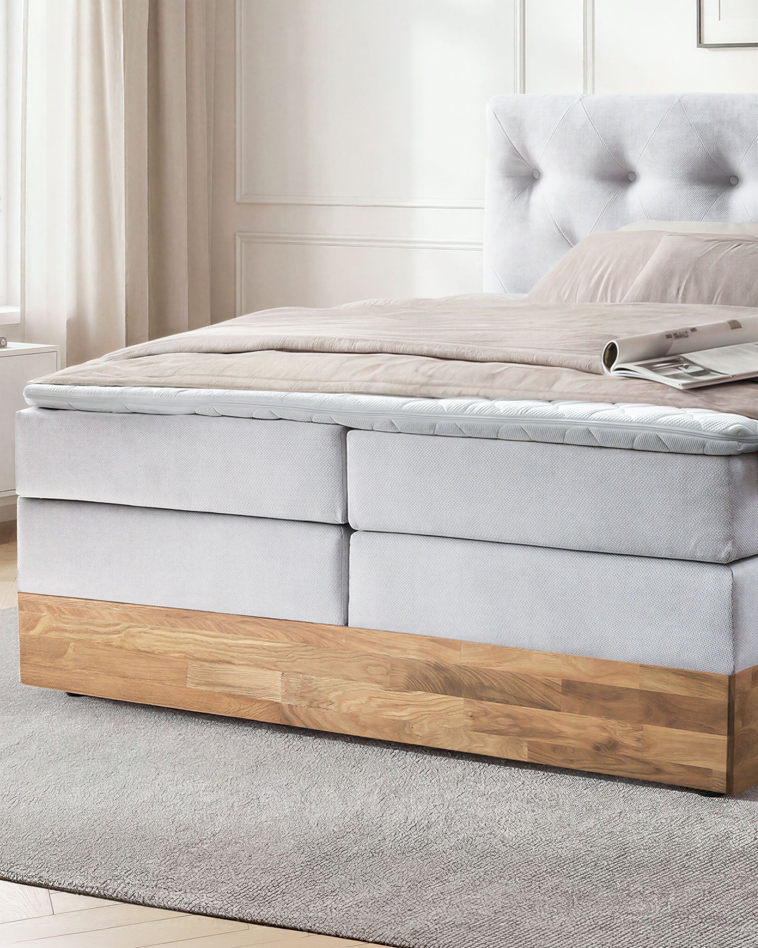 [SKU:ABM-160BTK-WSG,ABM-180BTK-WSG] Boxspringbett 180x200 160x200 Bett Bettkasten Polsterbett Doppelbett Motorbett Bett elektrisch verstellbar Bett mit Motor