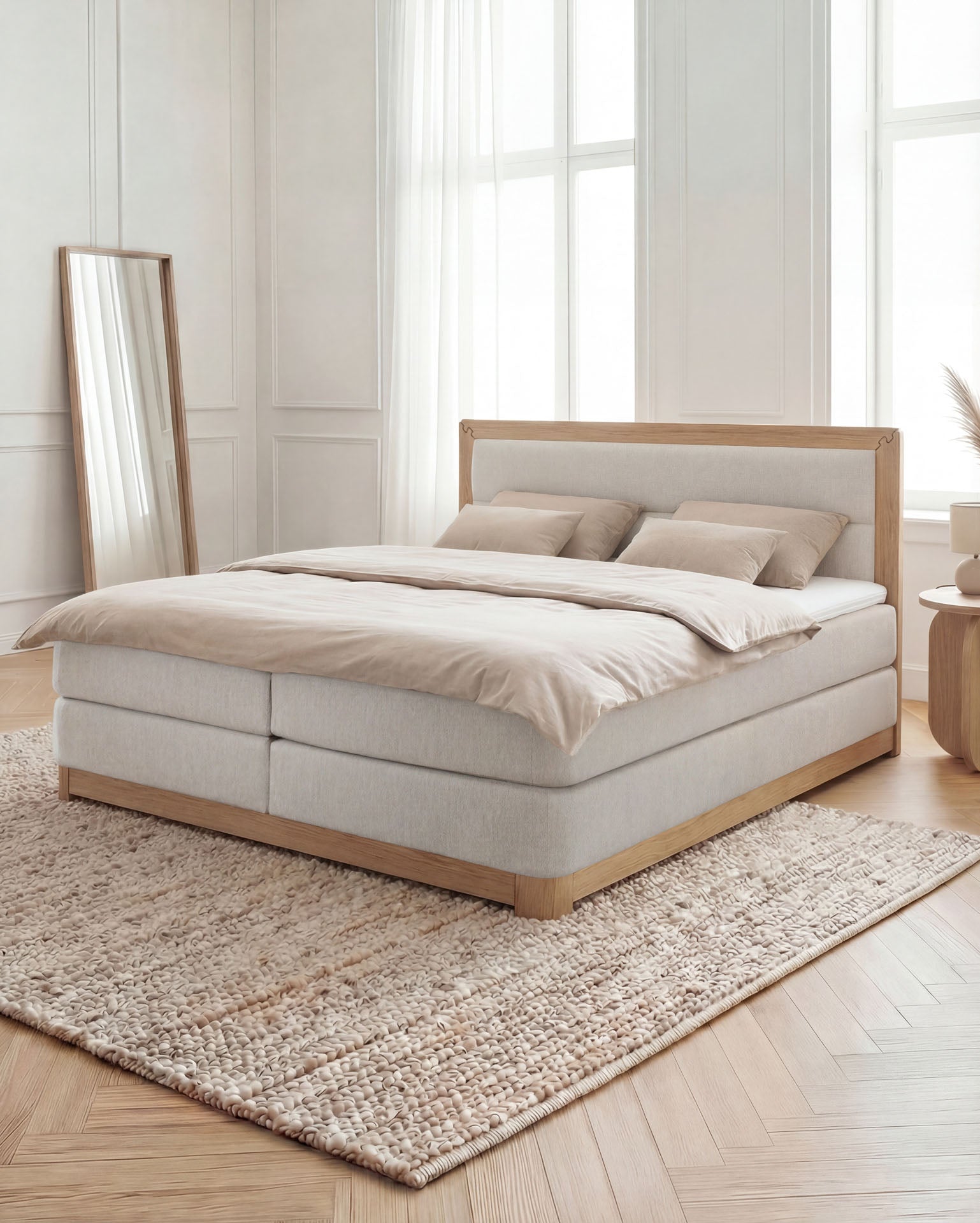 [SKU:VYG-160EC-BEIGE,VYG-180EC-BEIGE] Boxspringbett 180x200 160x200 Bett Bettkasten Polsterbett Doppelbett