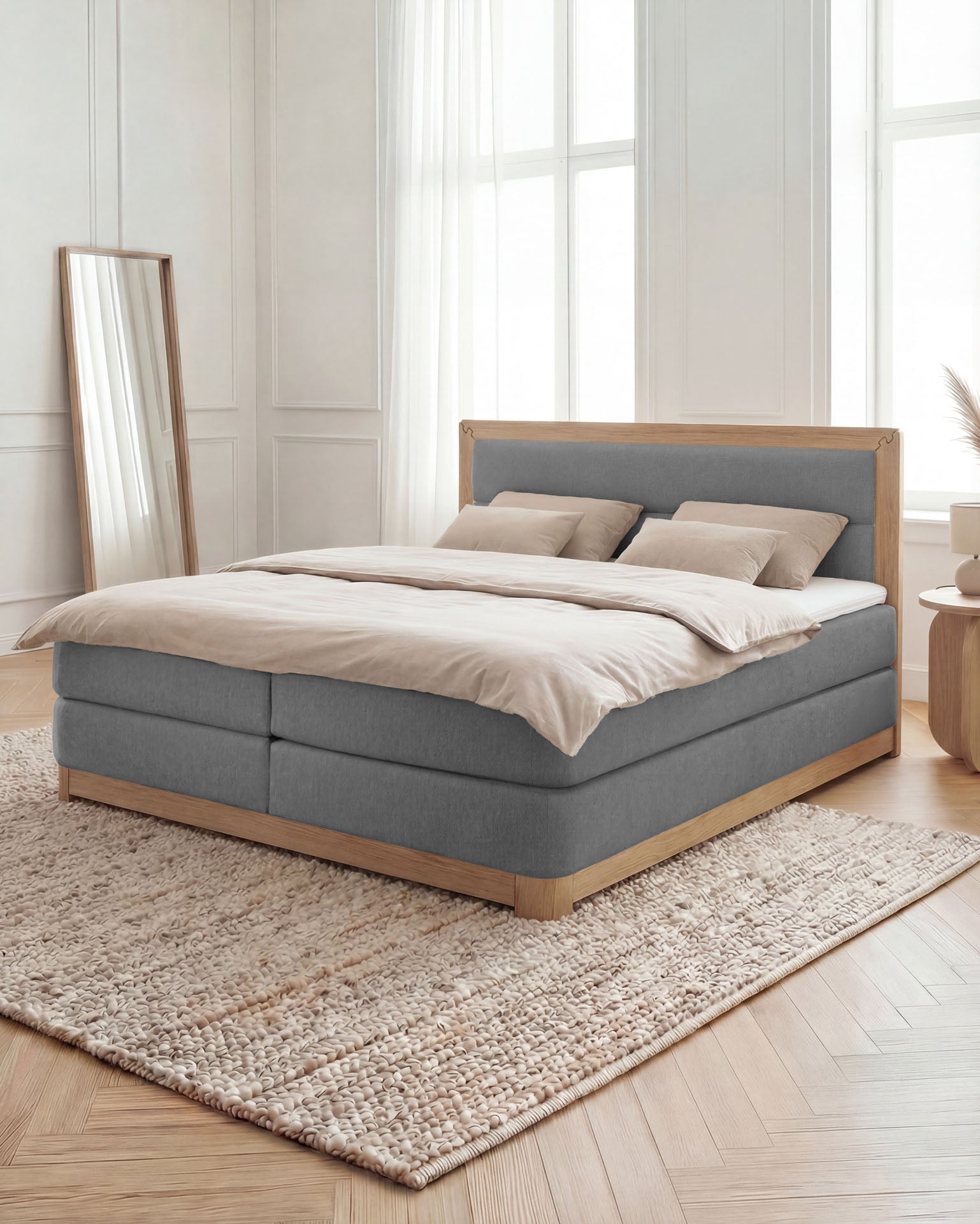 [SKU:VYG-160EC-GR,VYG-180EC-GR] Boxspringbett 180x200 160x200 Bett Bettkasten Polsterbett Doppelbett