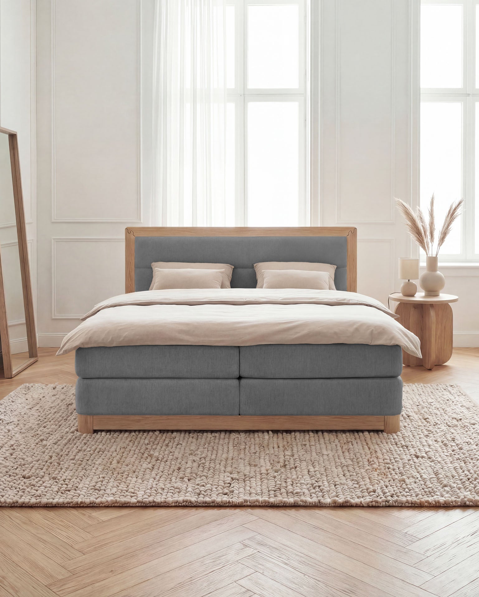 [SKU:VYG-160EC-GR,VYG-180EC-GR] Boxspringbett 180x200 160x200 Bett Bettkasten Polsterbett Doppelbett
