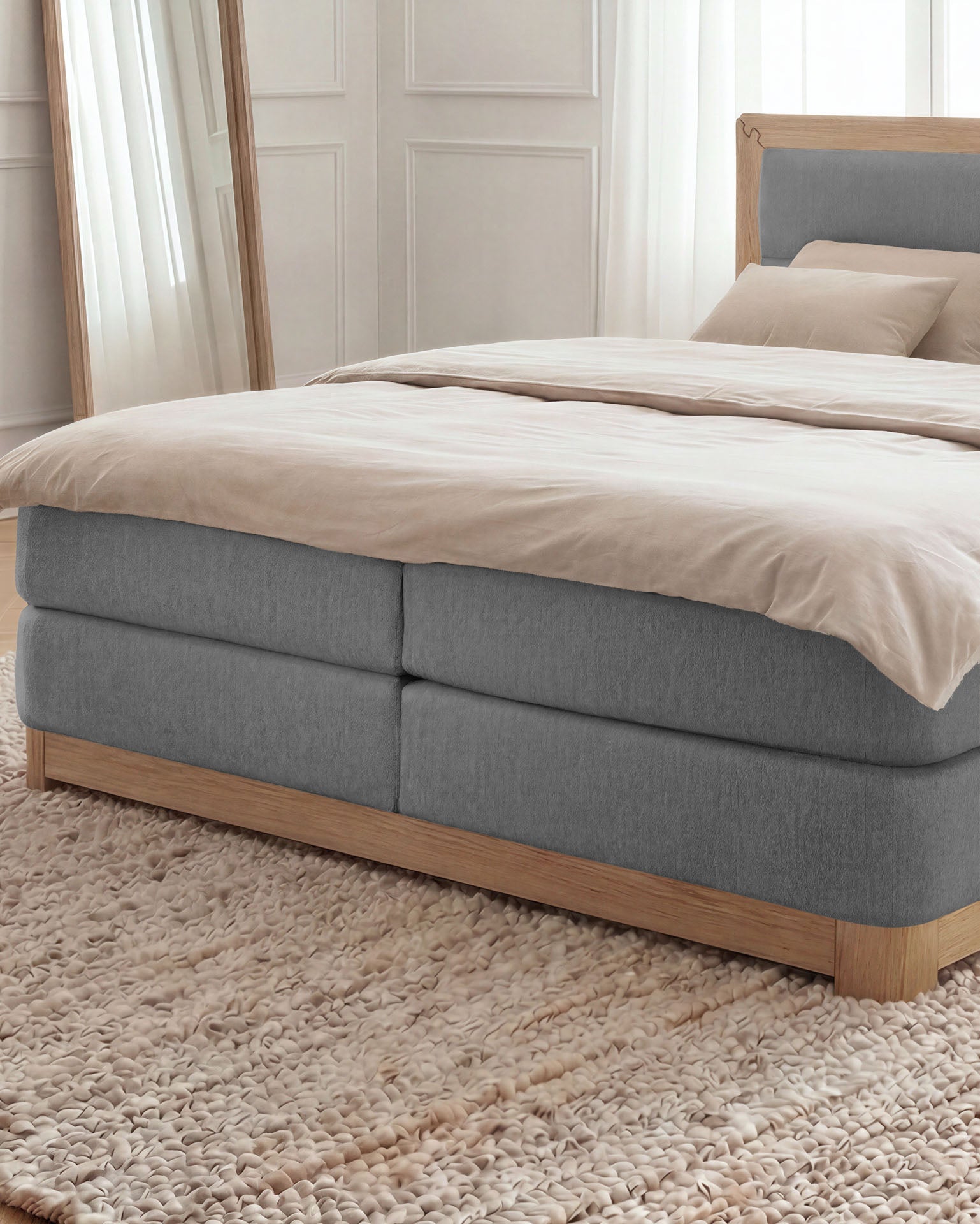 [SKU:VYG-160EC-GR,VYG-180EC-GR] Boxspringbett 180x200 160x200 Bett Bettkasten Polsterbett Doppelbett